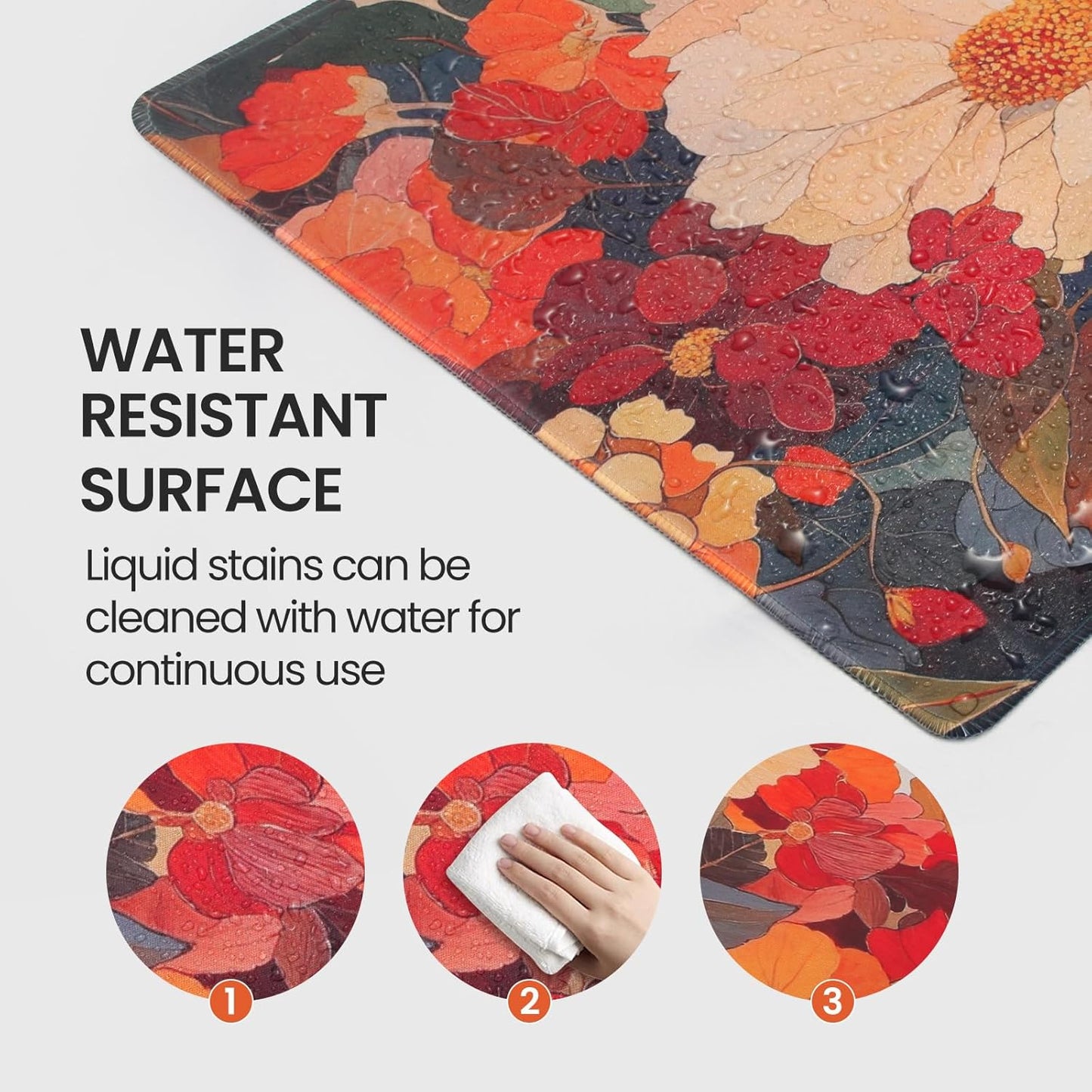 Desk Pad, Floral Desk mat, XXL Gaming Mouse pad, Mouse pad with Stitched Edges and Rubber Base,Large Mouse mat for Computer, Suitable for Home, Gaming and Office Keyboard Mouse Pads，Blooming Flowers