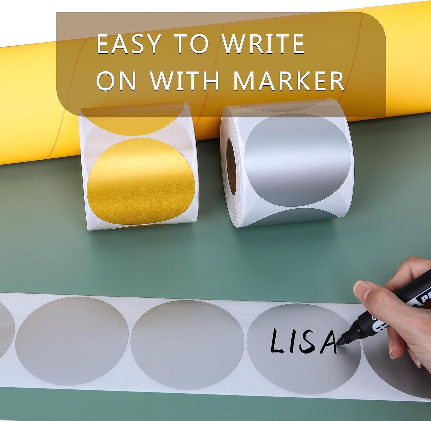 PARLAIM 3 Inch Round Silver Color-Code Dot Stickers, 500PCS Inventory Labels