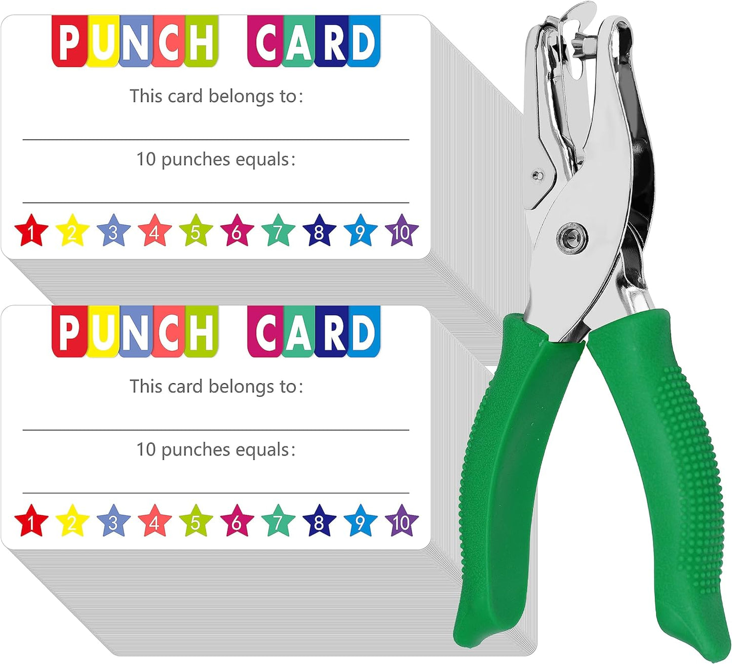 200 PCS Punch Cards, Incentive Card with Handheld Puncher Kit Star Shaped Incentive Loyalty Reward Cards Boost Creativity & Skills Development for Business, Classroom, Students Behavior, 3.5” x 2”