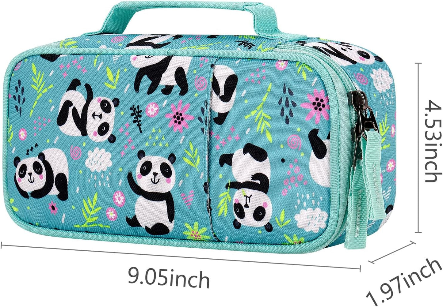 Choco Mocha Panda Pencil Case for Girls, Soft Pencil Case Kids Pencils Pouch for Kindergarten Girls, Teal