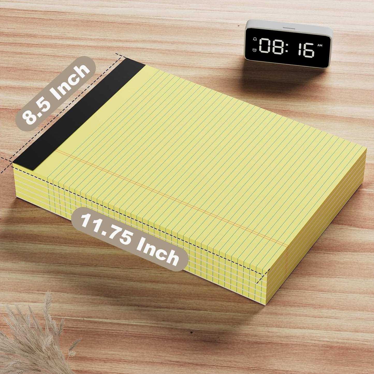 12 Pack Yellow Legal Pads 8.5 x 11.75 College Ruled Yellow Note Pad Narrow Ruled 30 Sheets Notepads Perforated Writing Pad Clear Print 8x11 Legal Pads Pads of Paper