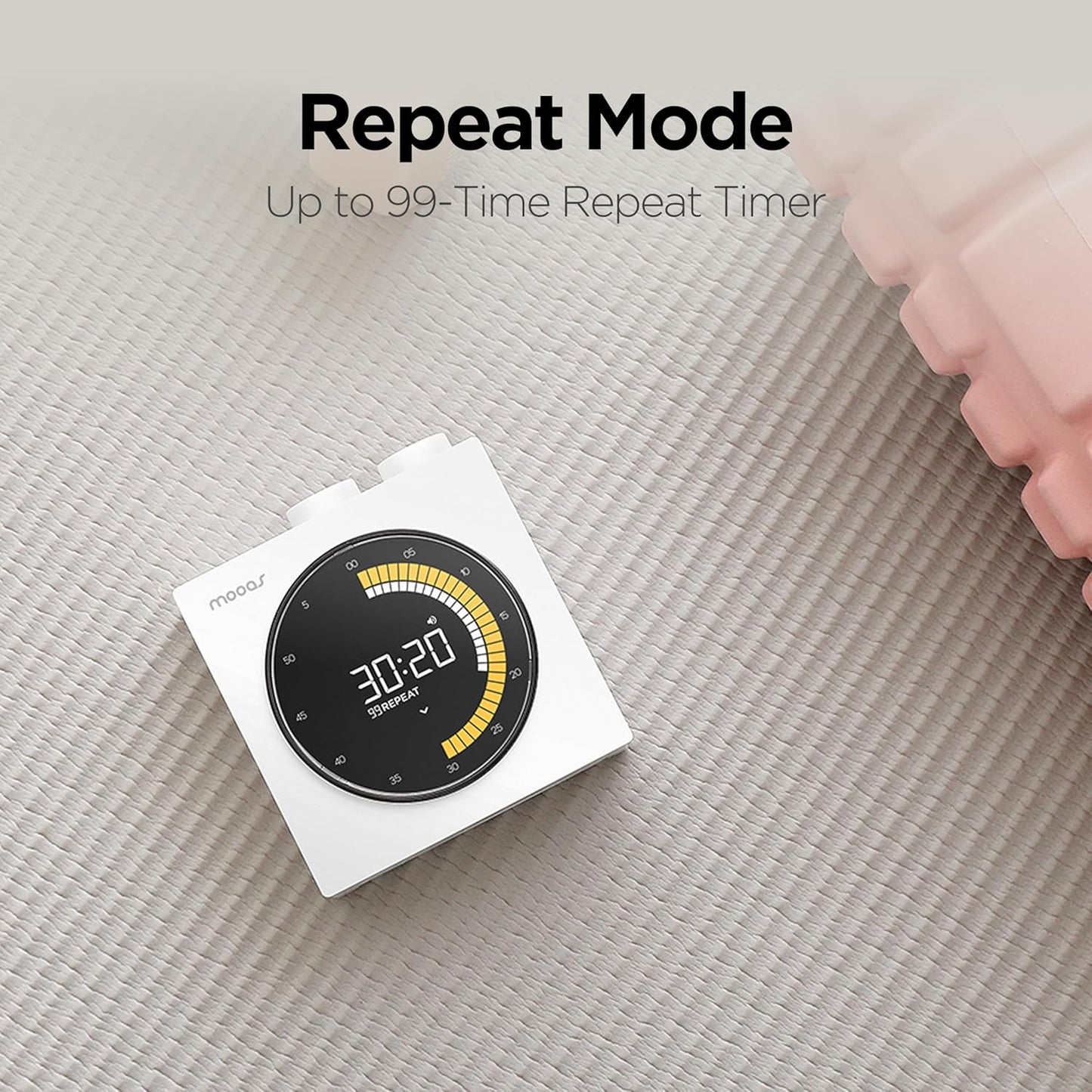 mooas Time Loop Digital Visual Timer, Rechargeable Wireless, LCD Large Display, Portable, Visual Timer, Brightness Adjustment, Count Up/Down, Pomodoro Timer for ADHD, Study, Home Schooling (Black)