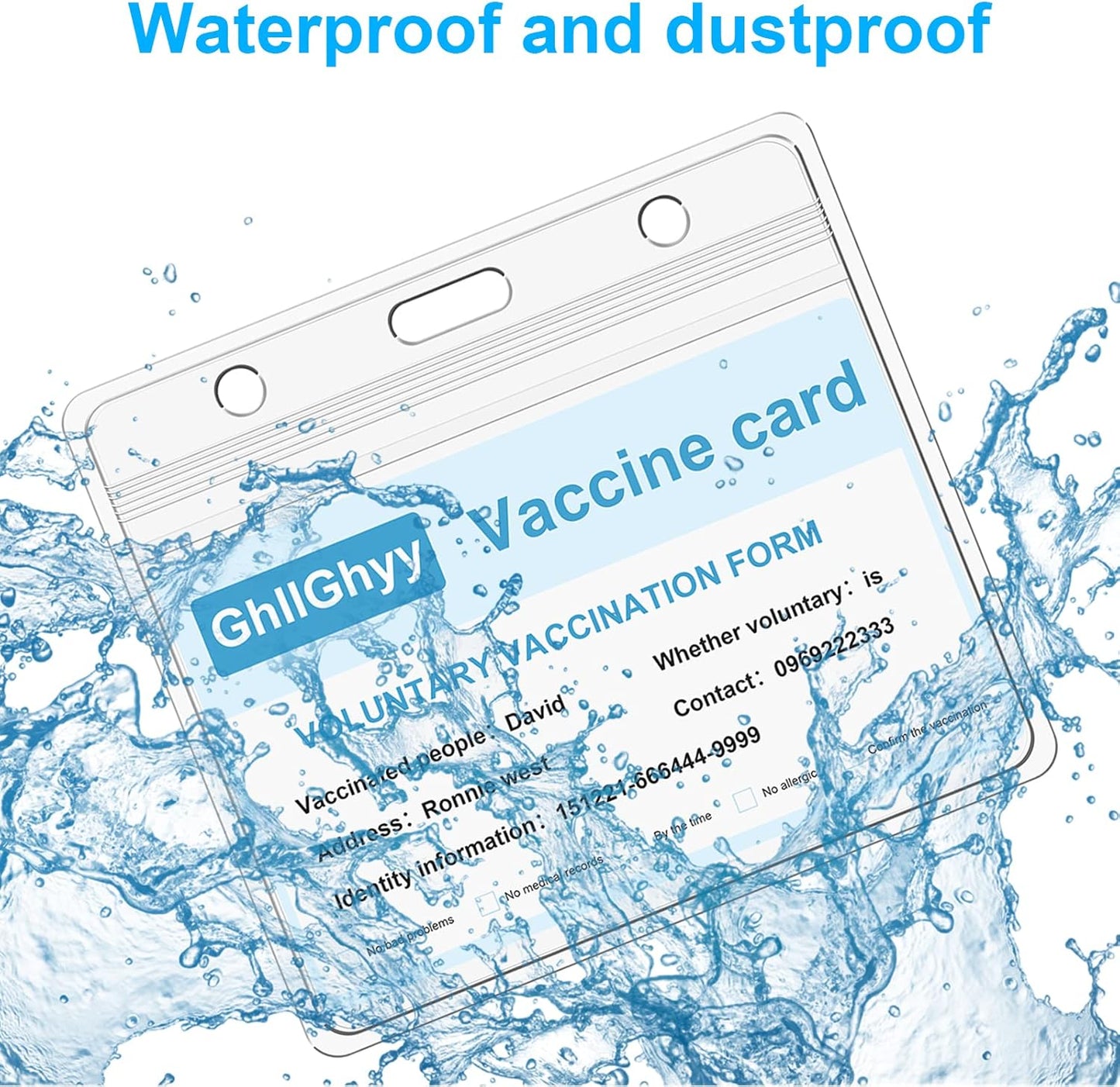 100PCS Thick Horizontal ID Cards Holder 4.52x4.13 Inchs Vaccination Card Holder Protector Clear PVC Sleeve Business Card Badge Holder with Waterproof Type Resealable Zip