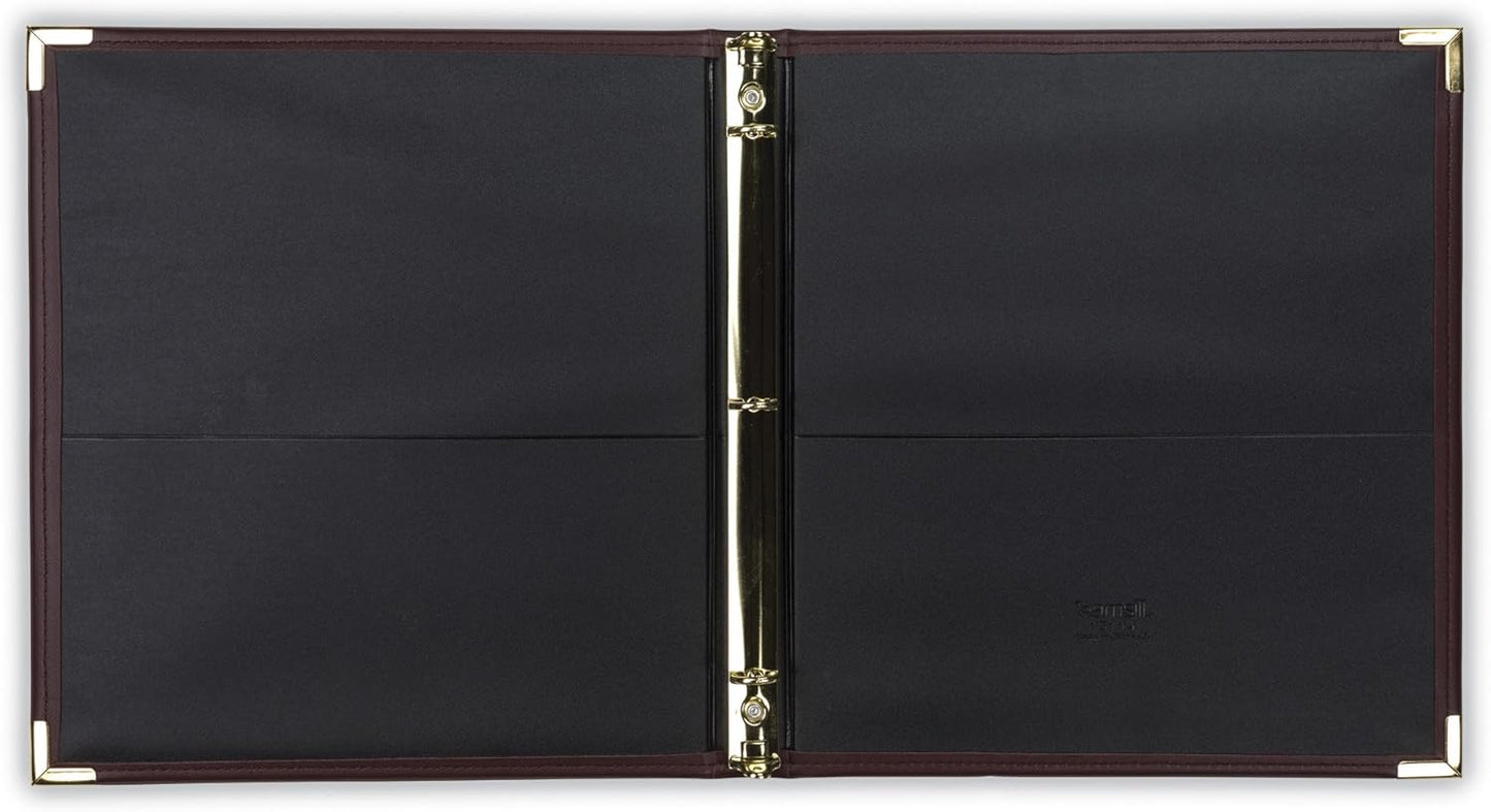 Samsill Classic Collection Leather 3 Ring Binder, Executive Presentation Portfolio, 0.5 Inch (Holds 100 Sheets), Brass Round Ring, Burgundy