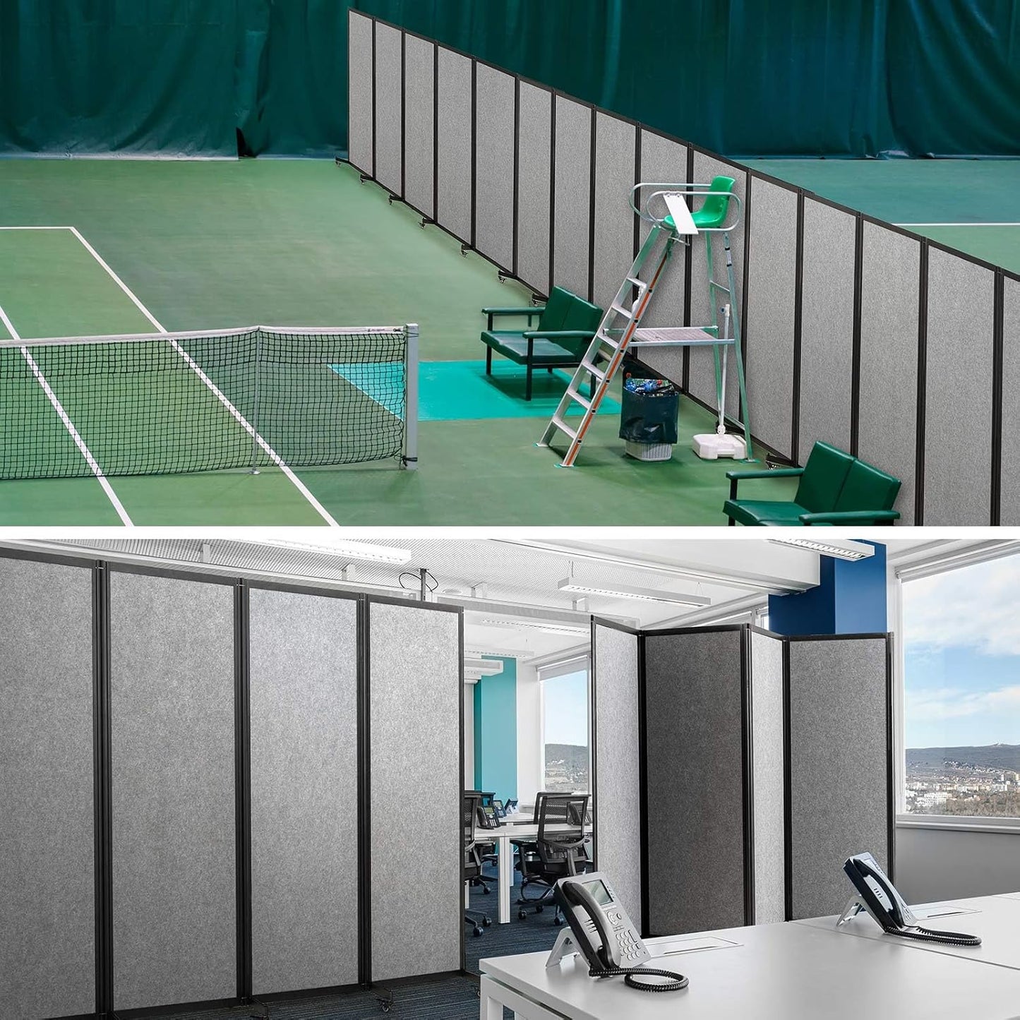 Room Partition,Office Divider,Portable Commercial Screen Dividers,Privacy Partition Separator,Classroom School Dividers,12'7"L* 6'7"H,6 Panel,Light Grey