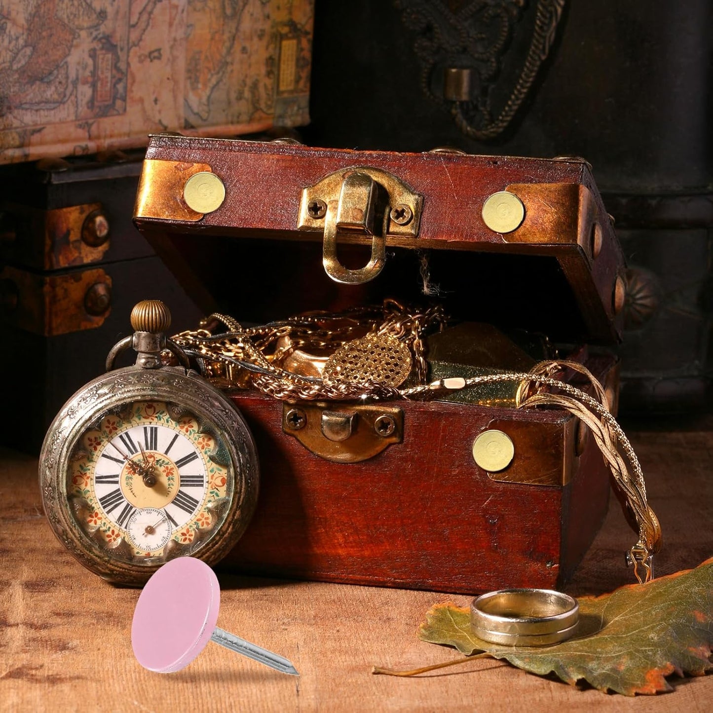 uxcell 120Pcs Push Pins, 11mmx17mm Round Flat Head Decorative Thumb Tacks Upholstery Tacks for Cork Board Office Wall Hangings, Pink