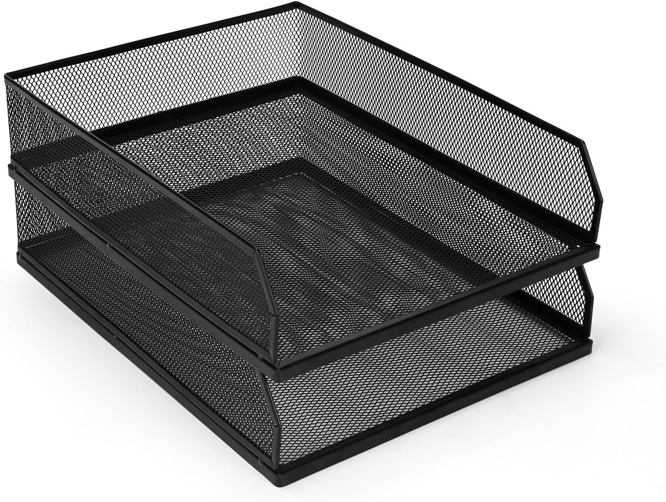 Stackable Paper Tray Organizer, Metal Mesh Wire Letter Tray, Letter Trays Organizers, Front-Load Paper Holder Storage for Office, School, Home,2 Pcs