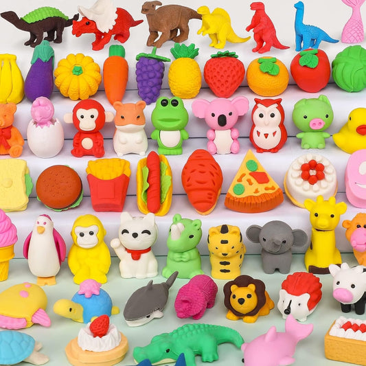 Animal Erasers for Kids 50 Pack Kid's Eraser Bulk Pull Apart Erasers 3D Puzzle Eraser Classroom Rewards and Prizes Class Treasure Box Kid Party Favors Back to School Supplies Gift