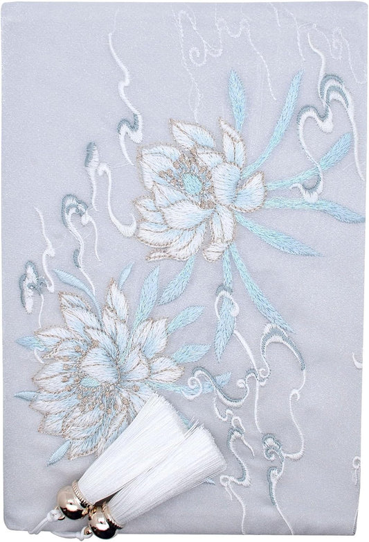 BLBMH Book Covers for Paperbacks Book Cover for Privacy Fit for 5.5x8.5 inch Embroidered Book Jacket Adjustable Book Sleeve Cover Fabric Softcover Protector for Notebook - Epiphyllum 8.5in