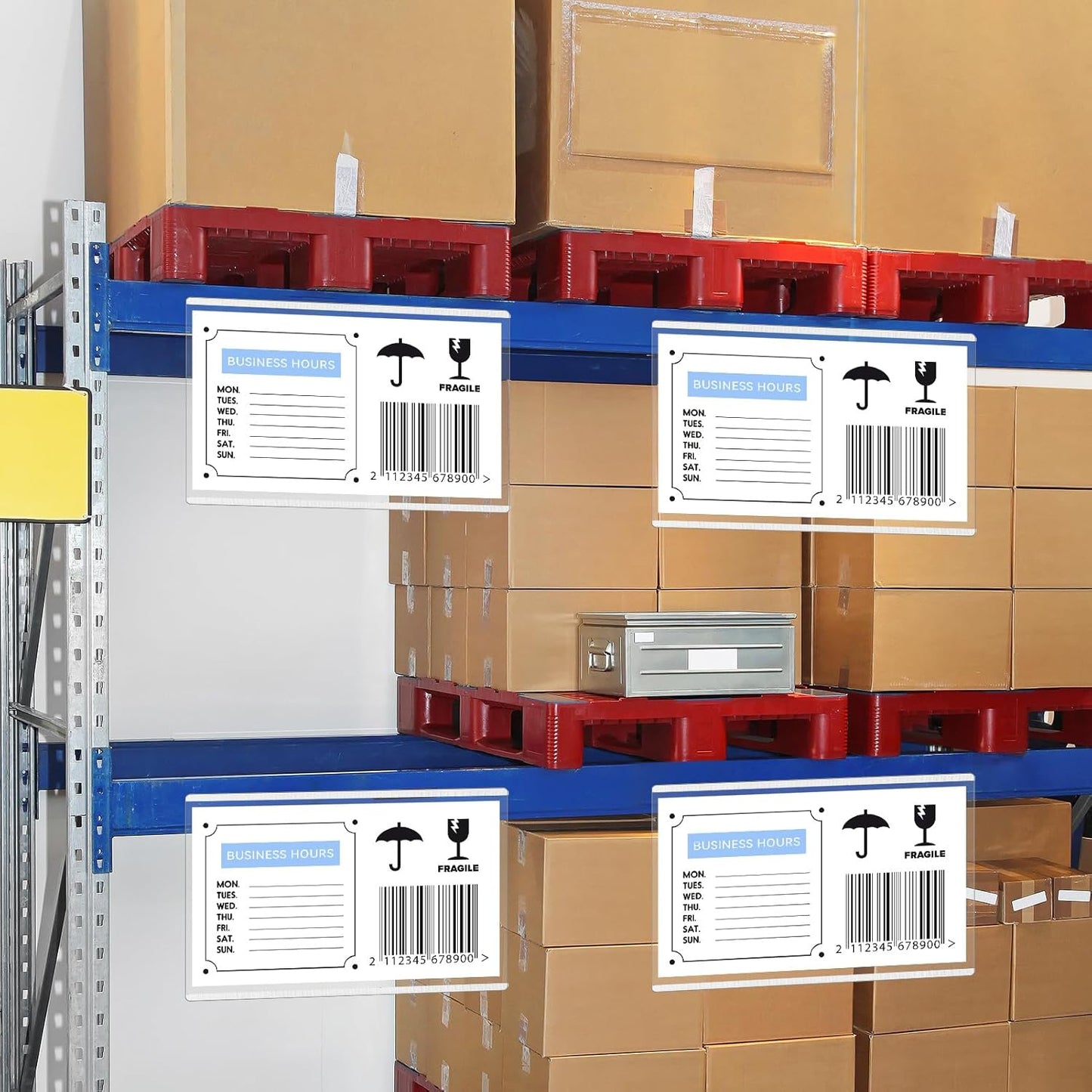 Legal Size Clear Plastic Sleeves 8.5x14 Document Paper Sheet Protectors for Warehouse,Transparment Information Label Holders Fits 4 Pages 4.25X7,Adhesive Magnetic Tape Including