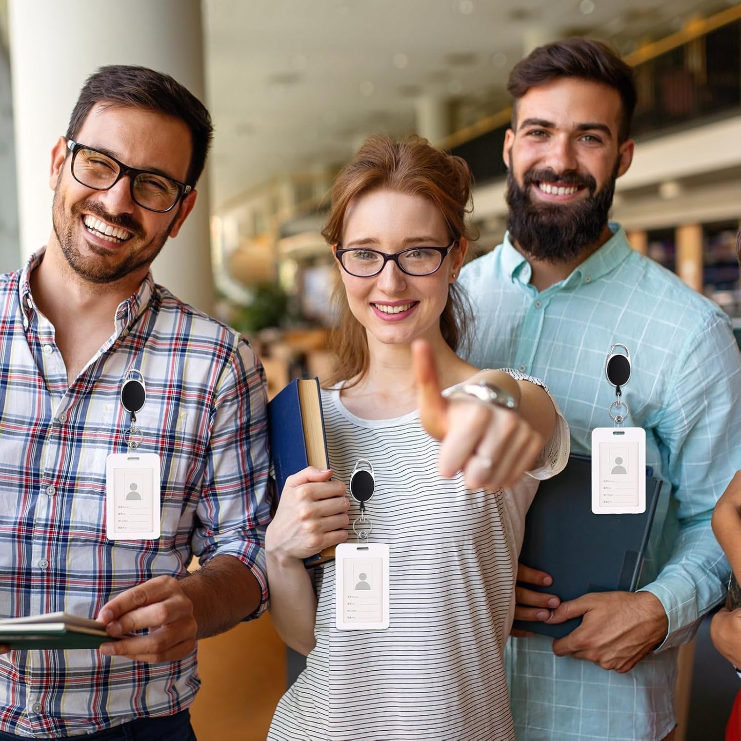 Laumoi 350 Packs Retractable ID Badge Holder Name ID Badge Reel Clips Keychain with Belt Clip and Key Ring for Office Worker Doctor Nurse Employee (Black)