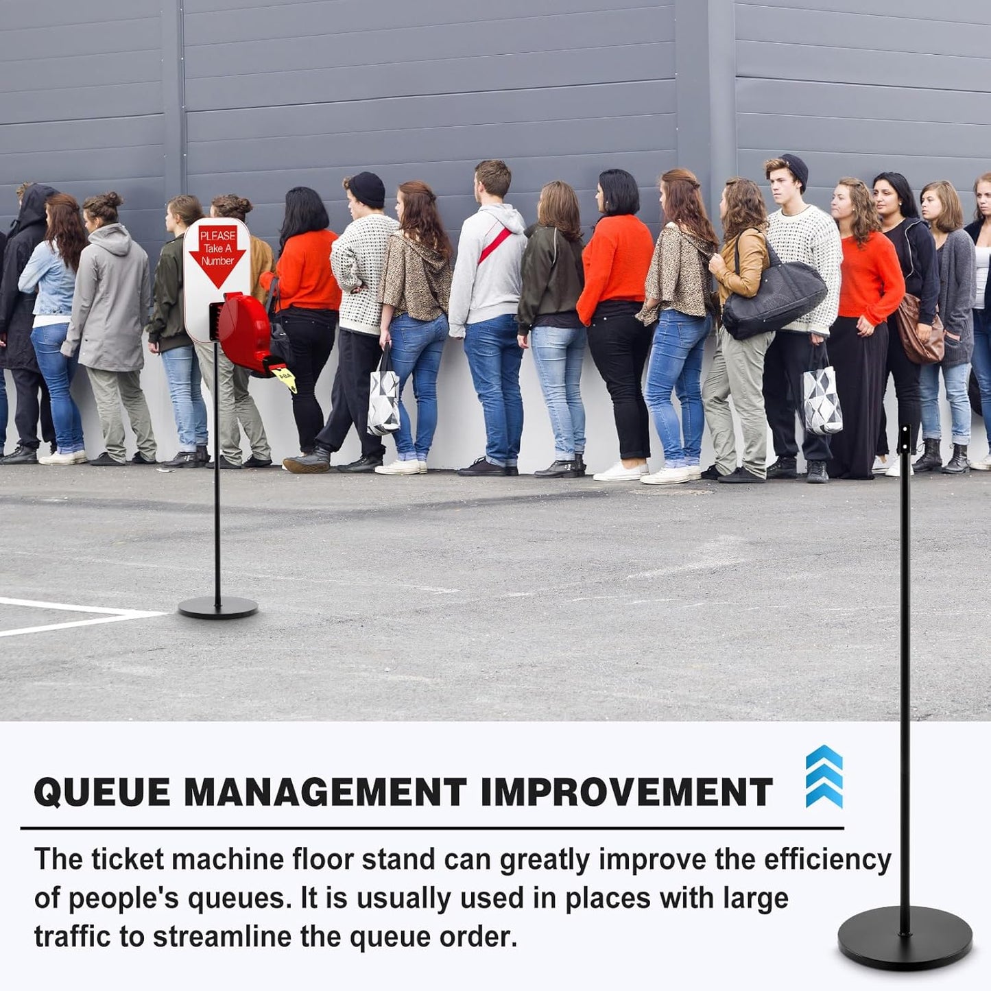 52 Inch Floor Stand for Take a Number System Ticket Dispenser and Sign, Heavy Duty Ticket Dispenser Holder with Round Base Mounting Hardware 4 cm Hole Space for Gag Gift Queue