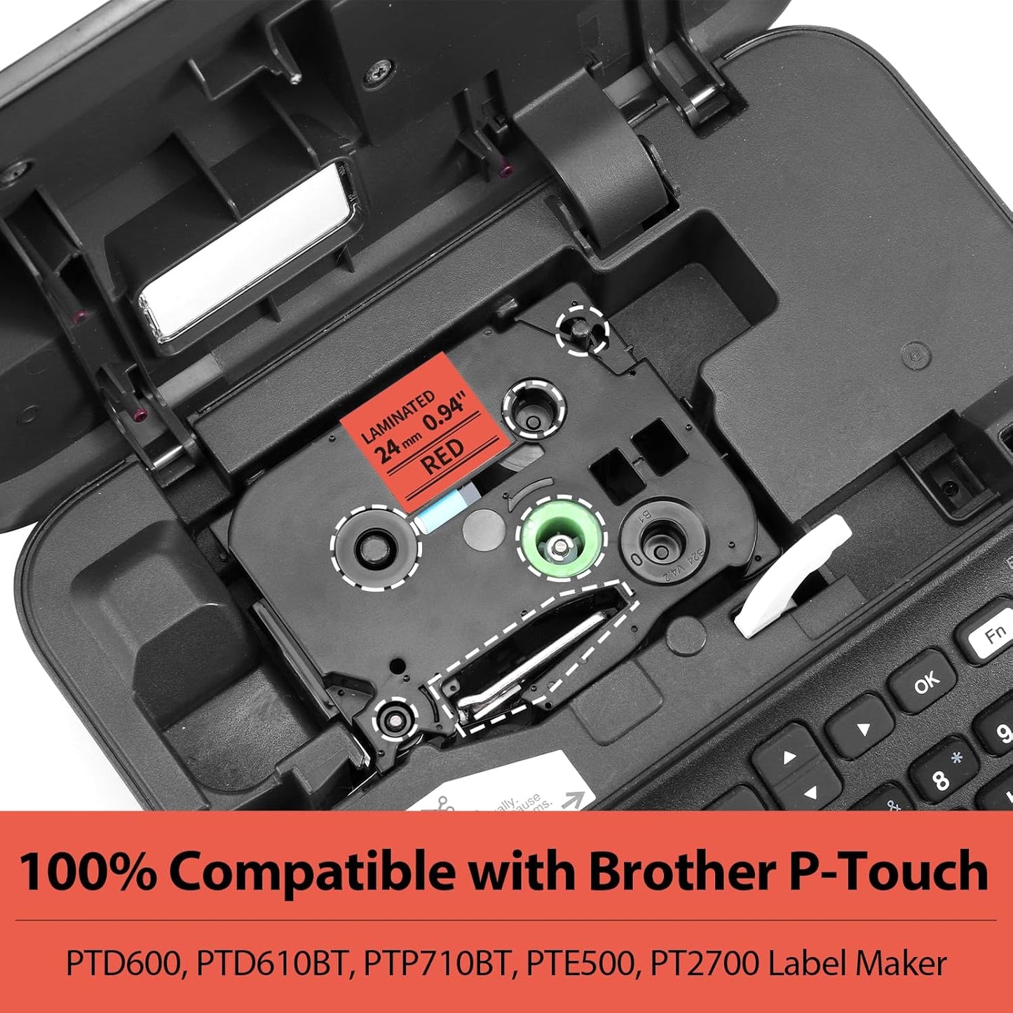 Label KINGDOM 24mm Red Label Tape Replacement for Brother TZe-451 TZe451 1 Inch Black on Red TZ Tape 24mm 0.94 Compatible with Brother P Touch for PTD600 PTP710BT PTP700 PT2730, 3-Pack