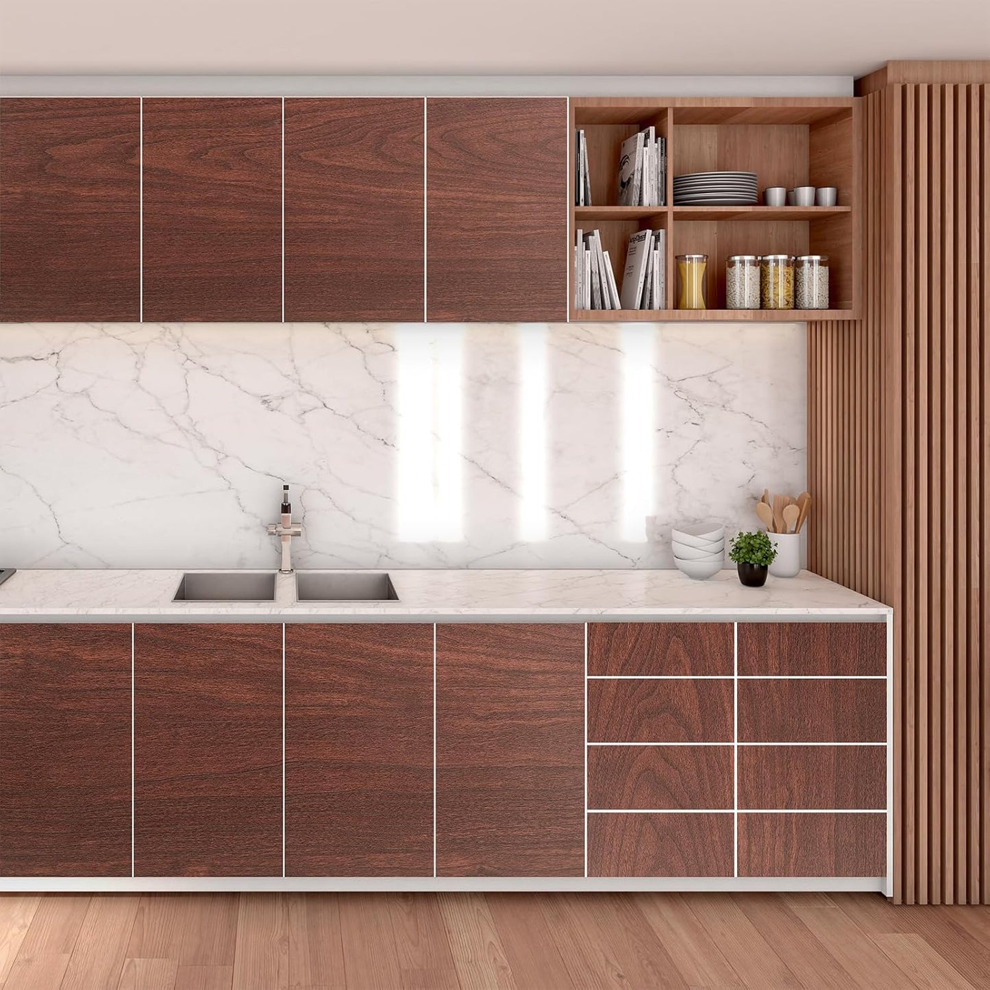 GSCIT Club Cherry Wallpaper, 24 inch X 25ft Self Adhesive Wood Grain Repair Tape Patch for Tables, Chairs, Baseboards, Doors, Windows, Floors, Handicraft DIY.