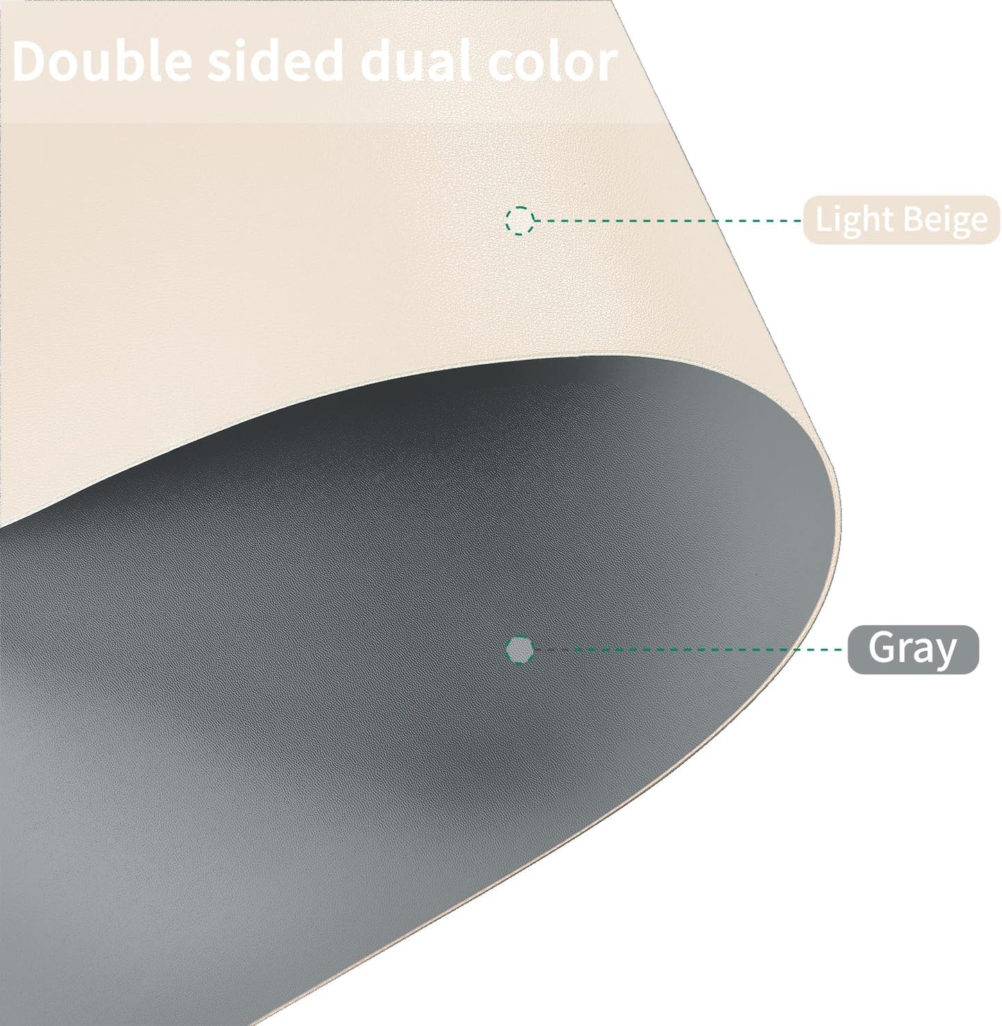 Leather Desk Mat,1.8mm Thick,16x60 Inch Desk Cover,Desk Protector Mat,Dresser Cover Top,Leather Table Cover,Side Table Cover,Office Desk Cover,Office Table Cover(Off White+Light Gray,16x60)