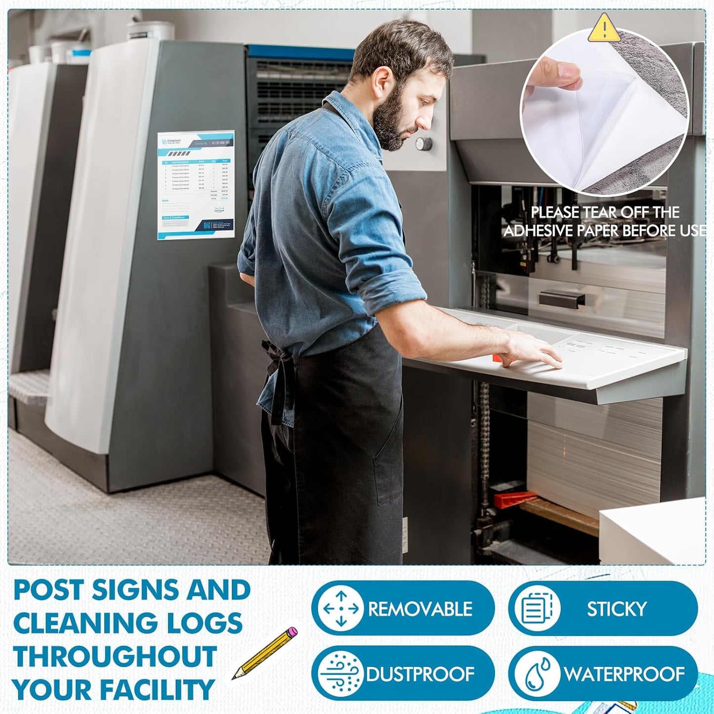 Outus Self Adhesive Shop Ticket Holders Clear Plastic Sleeves Adhesive Pockets Work Order Job Ticket Holders for Home Office Posting Signs(8.5 x 11 Inch,30 Pcs)