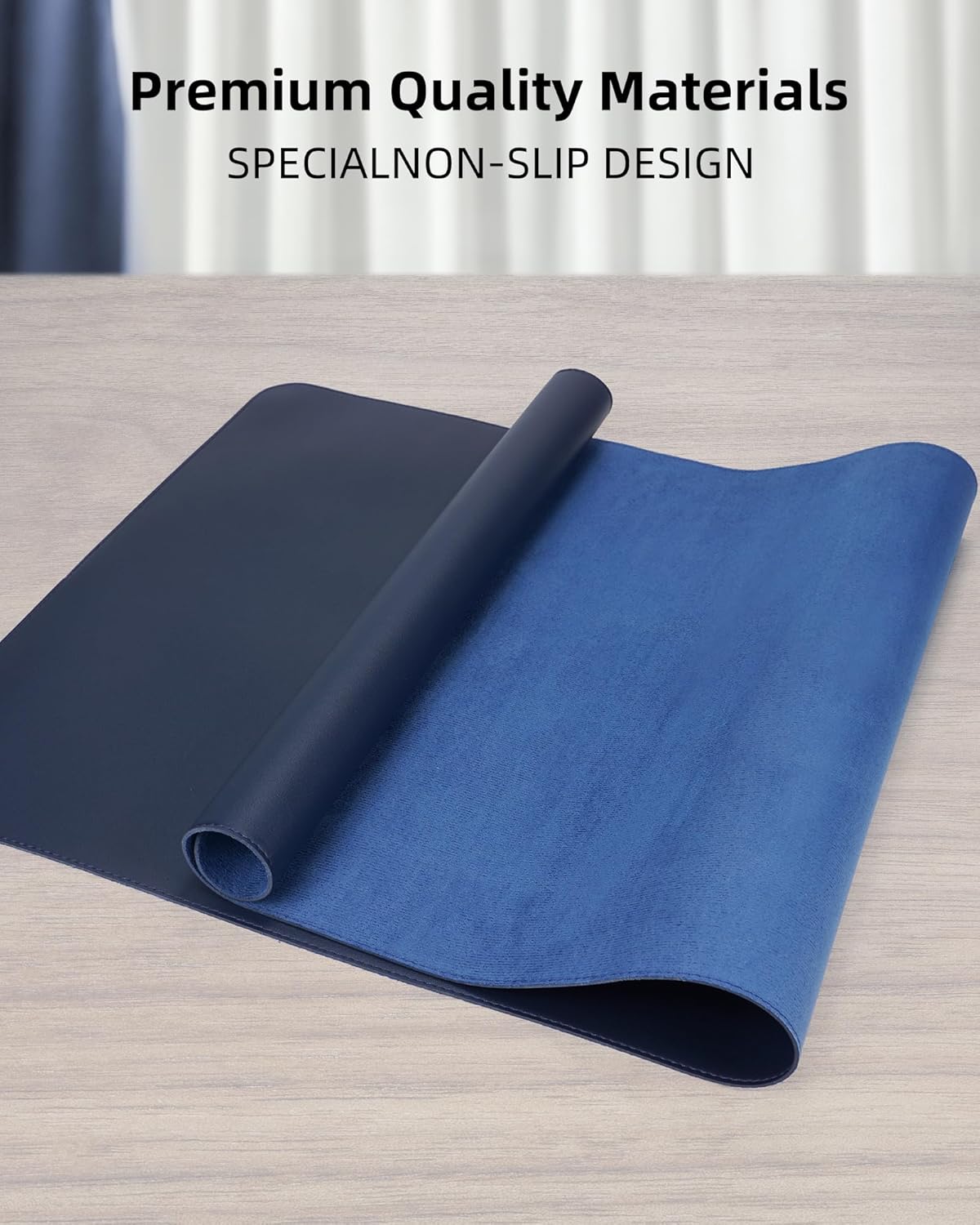 Leather Desk Pad Protector, Mouse Pad, Office Mat, Non-Slip PU Leather Blotter, Laptop Pad, Waterproof Writing Pad for Office and Home (Midnight Blue, 31.5" x 15.7")