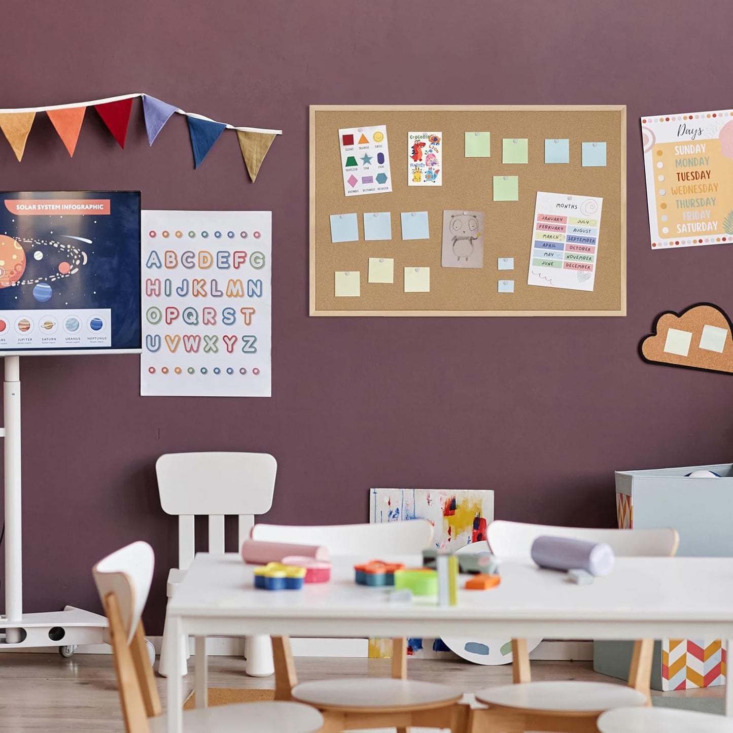 Cork Board Bulletin Board,36x24 Cork Board for Office with Pin Oak Wood Boards,Message Board or Vision Board Decoration.