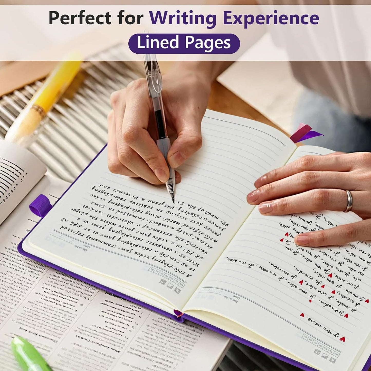 Lined Journal Notebook for Men & Women, 160 Pages College Ruled Journal for Writing, A5 Hardcover Leather Notebooks for Work, School, Business, Travel, Daily Diary 5.9" x 8.5" - Purple