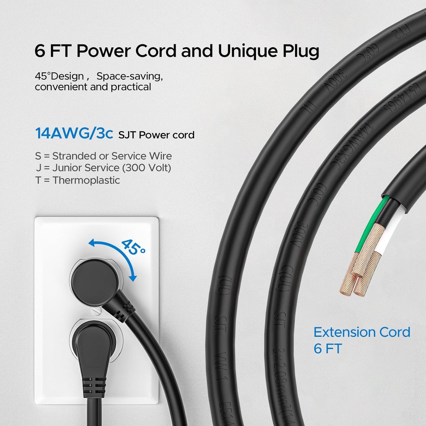 CRST 2Pack 6 Outlet Surge Protector Power Strip 2100J with Switch, 15A/1875W Heavy Duty Mountable Power Strip, Wide Spaced Power Bar for Garage Worshop Home School, 6 FT Cord（ Black+Yellow）