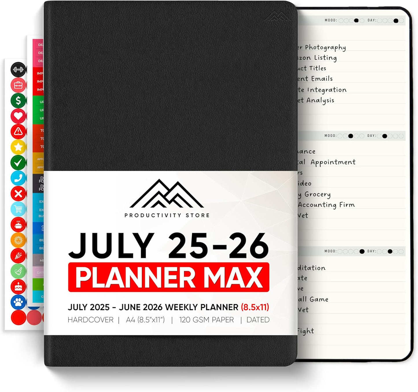July 2025-2026 Planner 8.5 x 11 Pro Max - Dated Productivity & Academic 2025-2026 - Daily, Weekly & Monthly Planner With July Start Date - A4 - Productivity Store