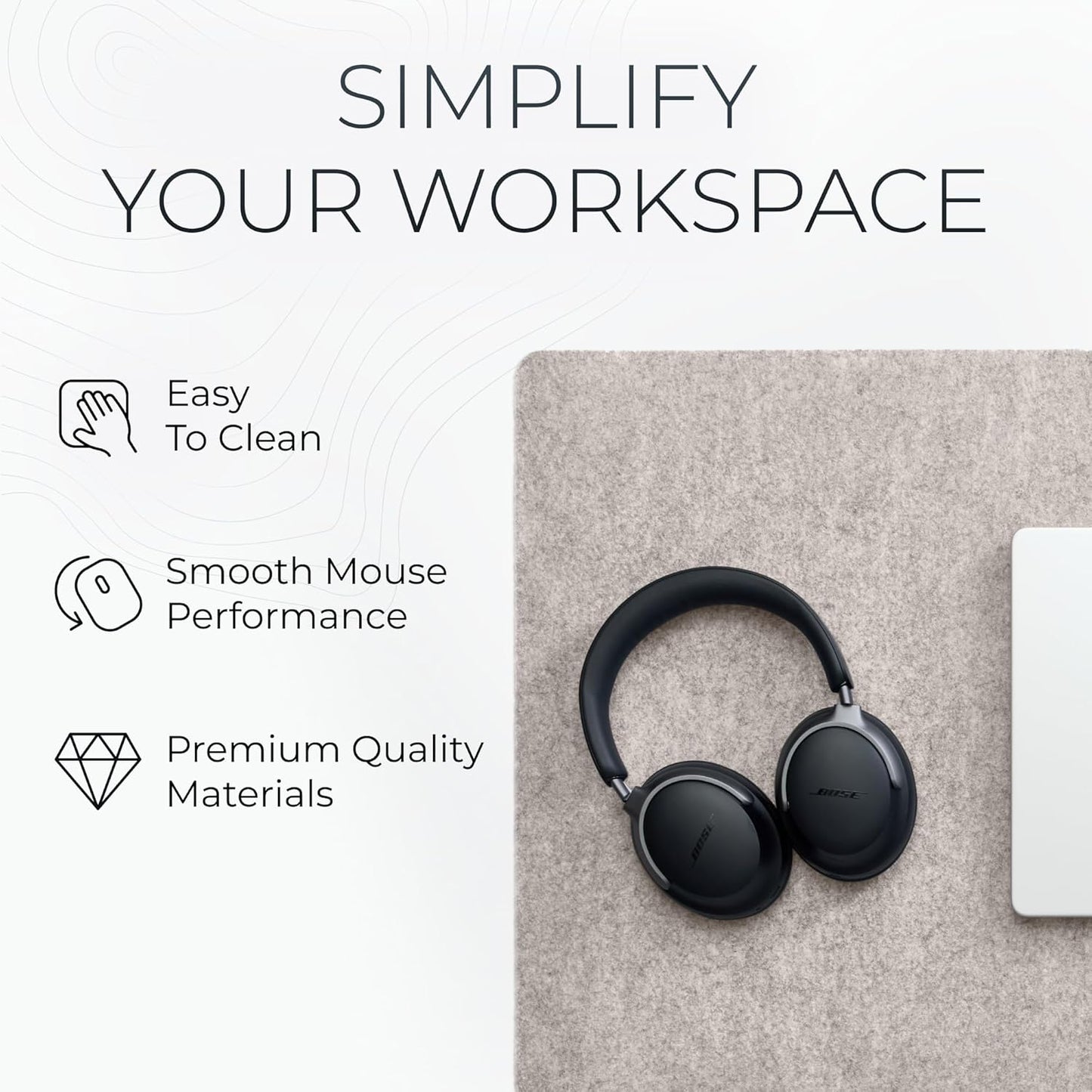 Nordik Large Felt Desk Mat – Stone Oat Beige – 35 x 17 inch – Computer Desk Mat – Keyboard and Mouse Pad – Large Desktop Felt Pad