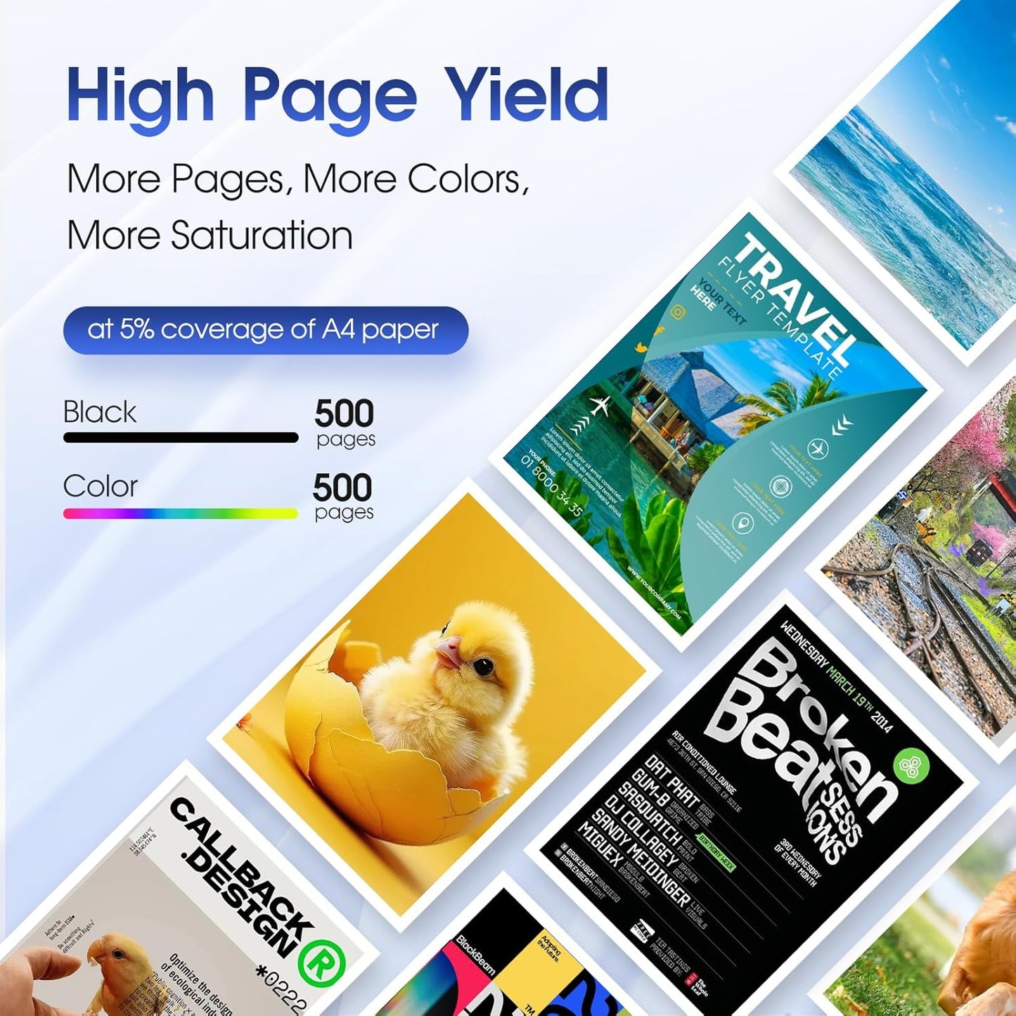 LC401XL Ink Cartridges Replacement for Brother LC401 LC401XL Ink Cartridges for Brother Printer MFC-J1010DW MFC-J1012DW MFC-J1170DW Black Cyan Magenta Yellow (4 Pack)