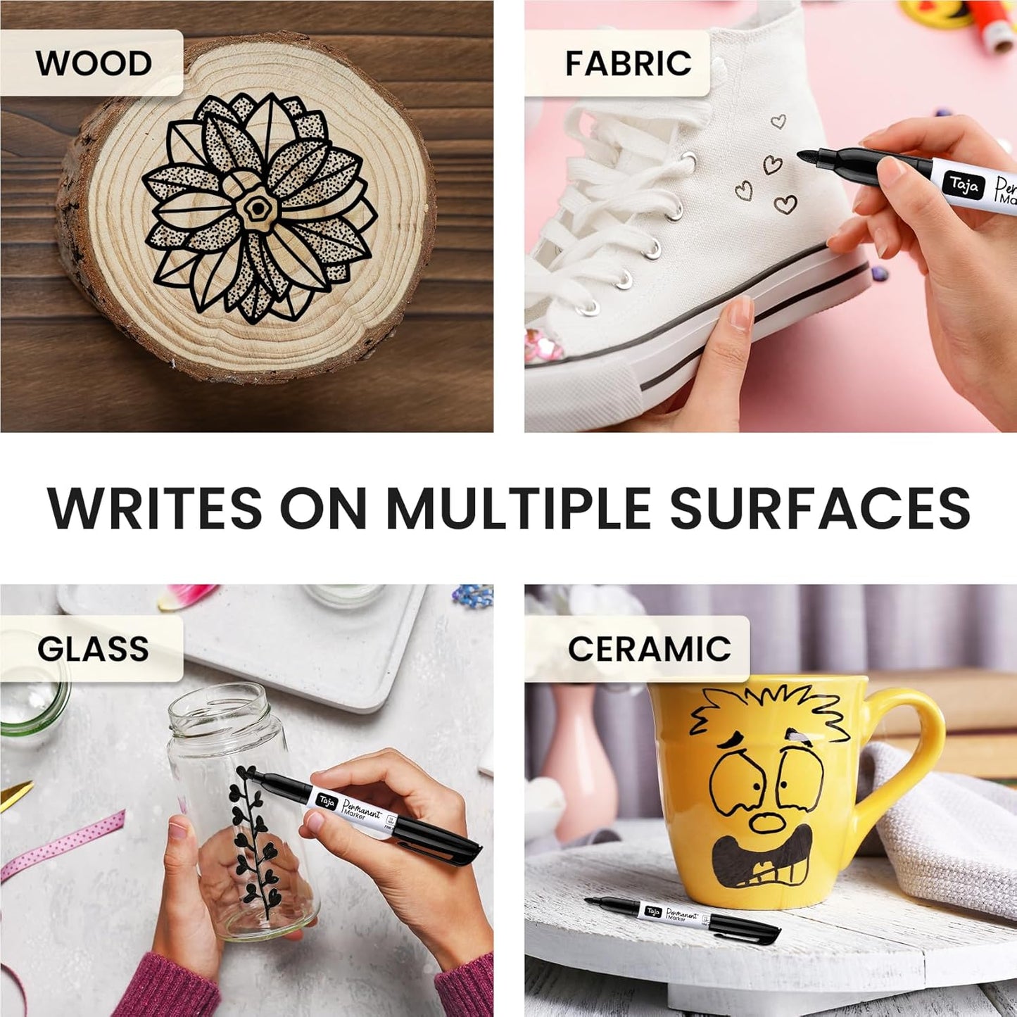 Permanent Markers Fine Tip, 96 Pack Black Quick-Drying and Fade-Resistant Permanent Markers Bulk Set for Writing and Drawing on Wood, Plastic, Metal, Glass, Stone, Ideal for Office School Supplies