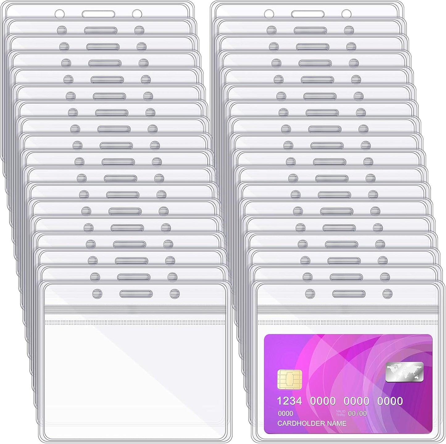 Zonon 150 Pcs Name Badge Holders Clear Plastic ID Card Name Tag Holders Badge Sleeves Horizontal Waterproof Transparent PVC Sleeve Cover Pouch for Office School Travel(4.53 x 3.94 Inch)