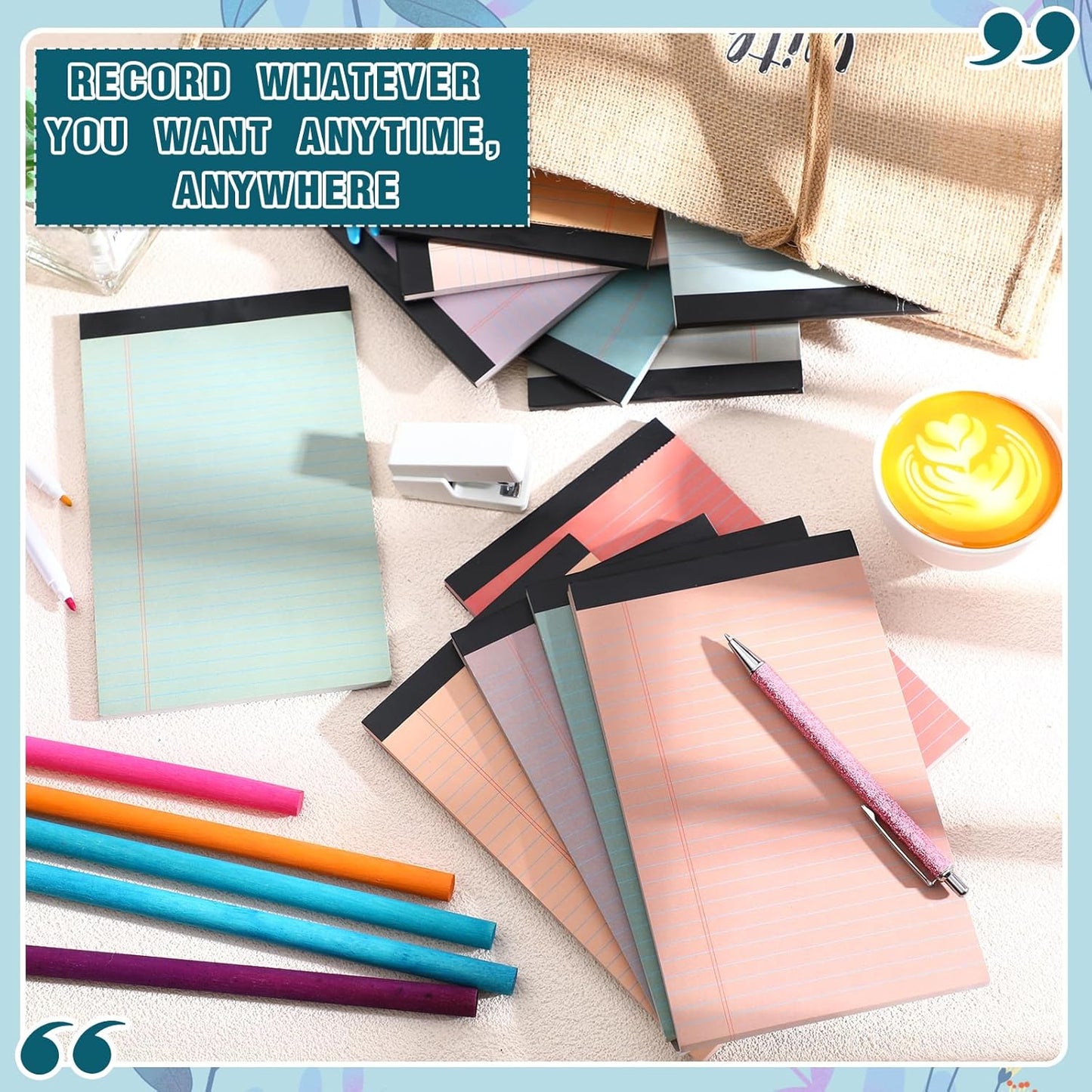 Fuutreo 24 Pcs 5" x 8" Legal Pad Writing Notepads 50 Sheets Small Legal Pad Narrow Ruled Multiple Color Lined Paper for School College Office Supplies Work (Vintage Colors)