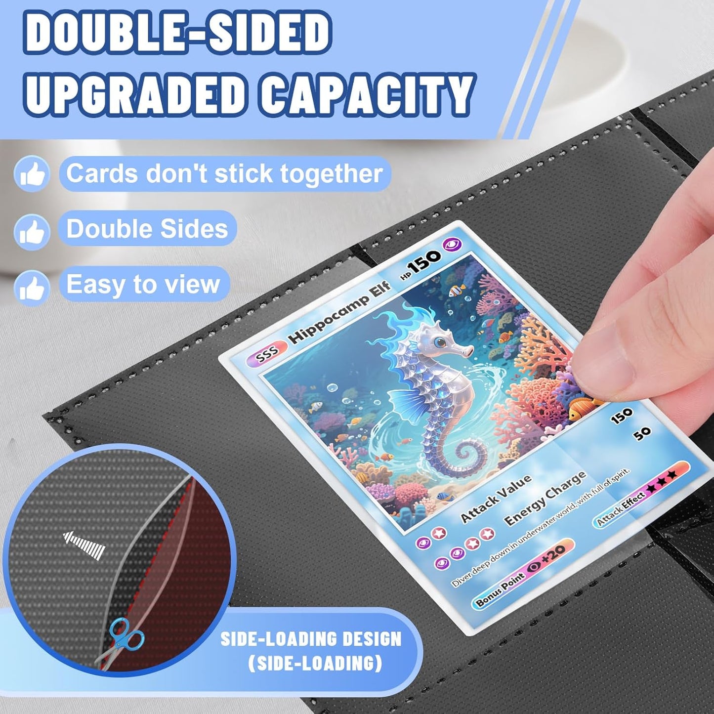 900 Pockets Trading Card Binder Sleeves, Baseball Card Sleeves Fit for Standard Size Sport Cards, Baseball Card Holder for 3 Ring Binder