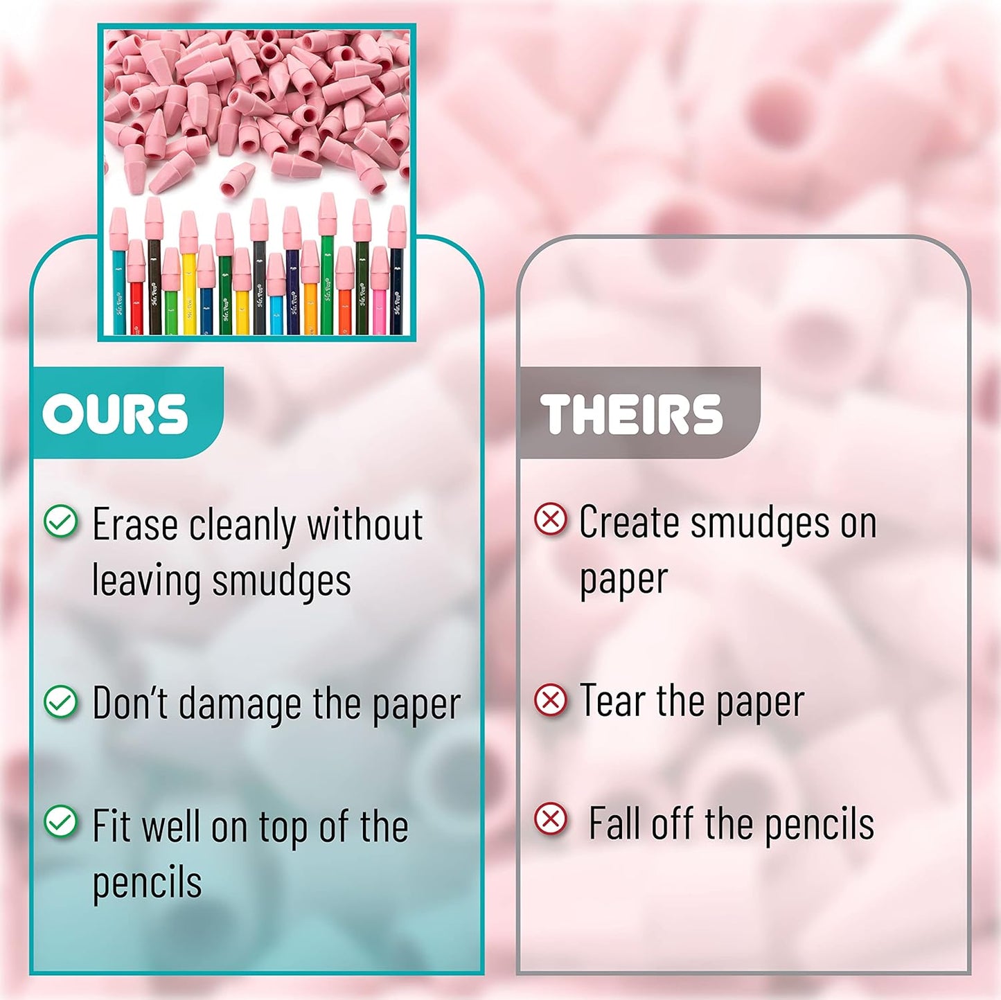 Mr. Pen- Pencil Toppers,120 Pack, Pencil Top Erasers