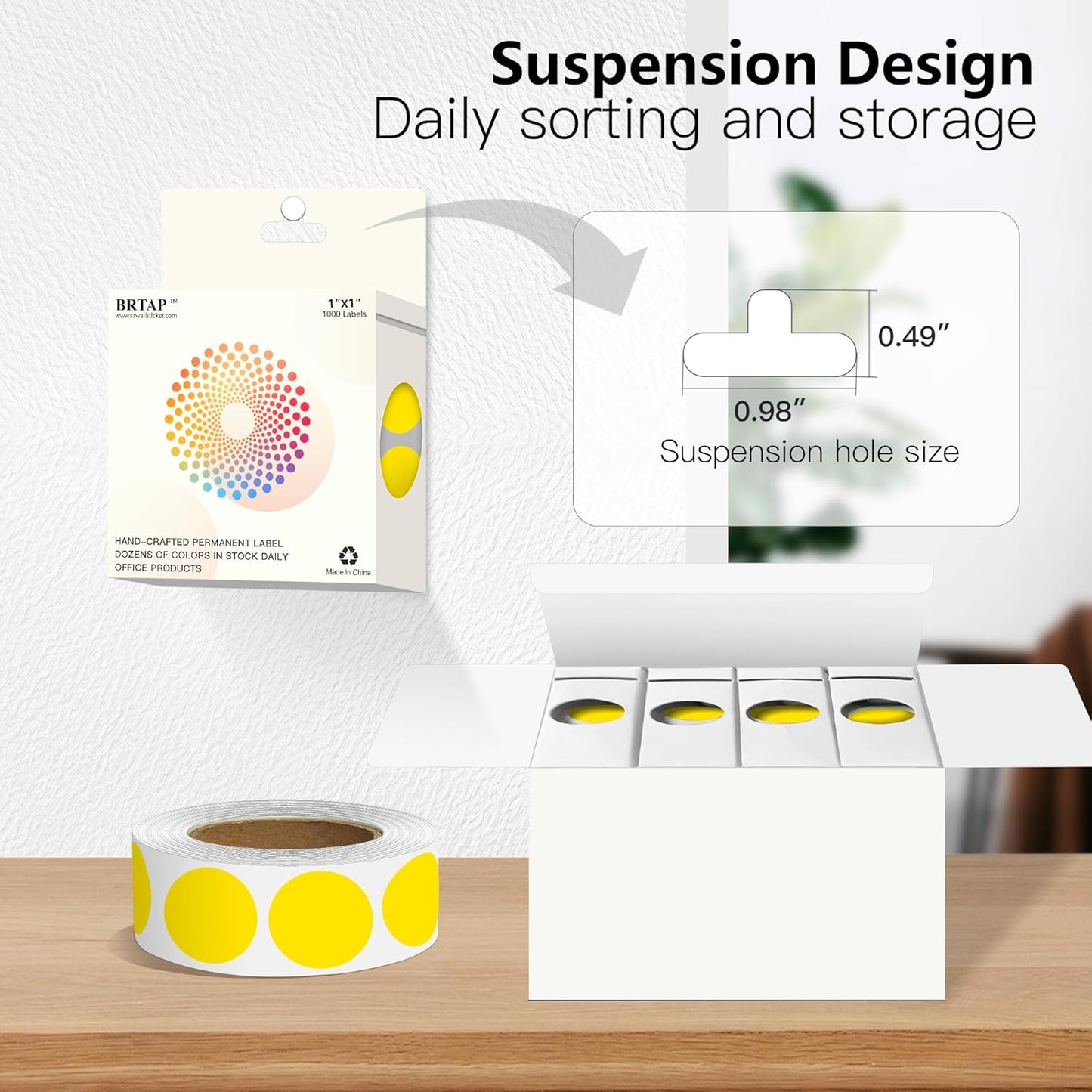 Yellow 1 Inch Round Color Coding Labels with 4000 Dots, 4 Rolls - Bright Color Dot Stickers for File Folders, Inventory System - Highly Visible