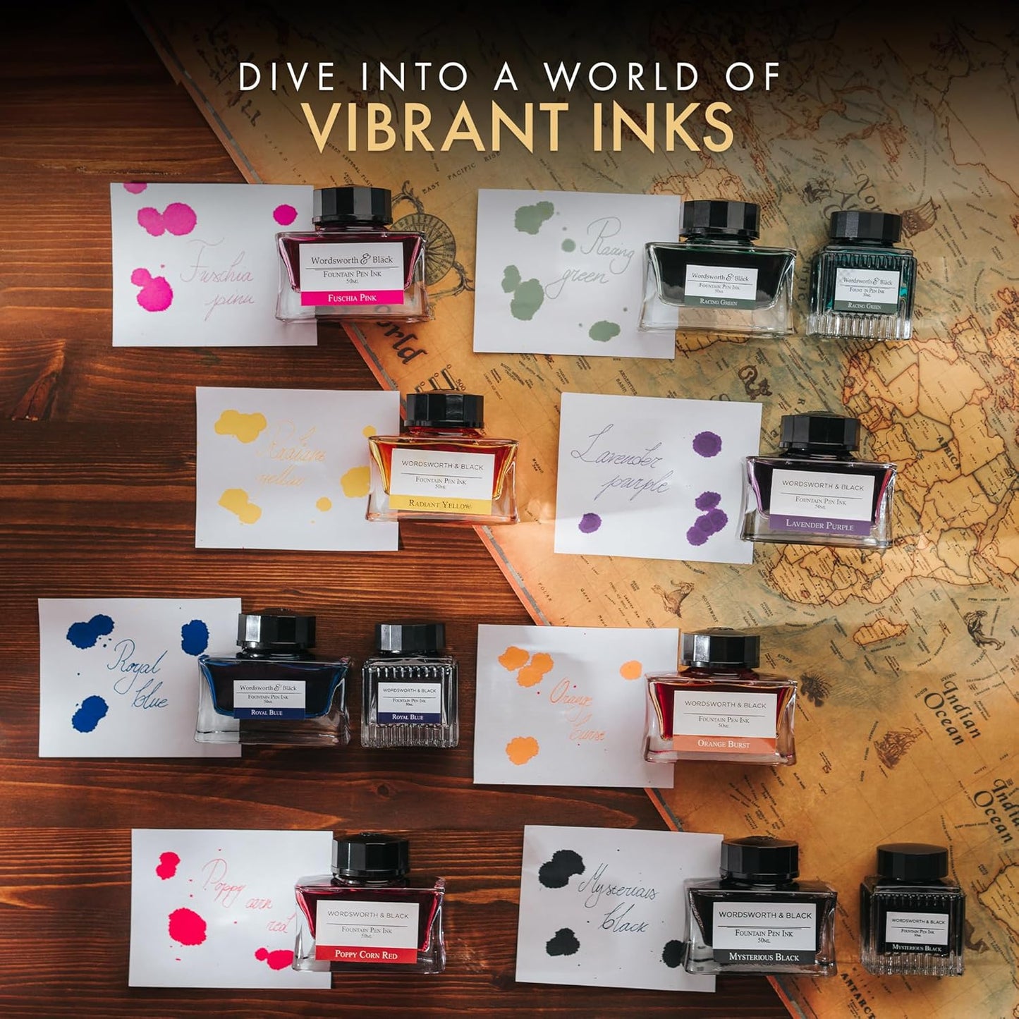 Wordsworth and Black Fountain Pen Ink Bottle (50 ml) Premium Luxury Edition, [Fuschia Pink] Fountain Pens Bottled Ink; Classic Designed Bottle Smooth Flow 50 ml