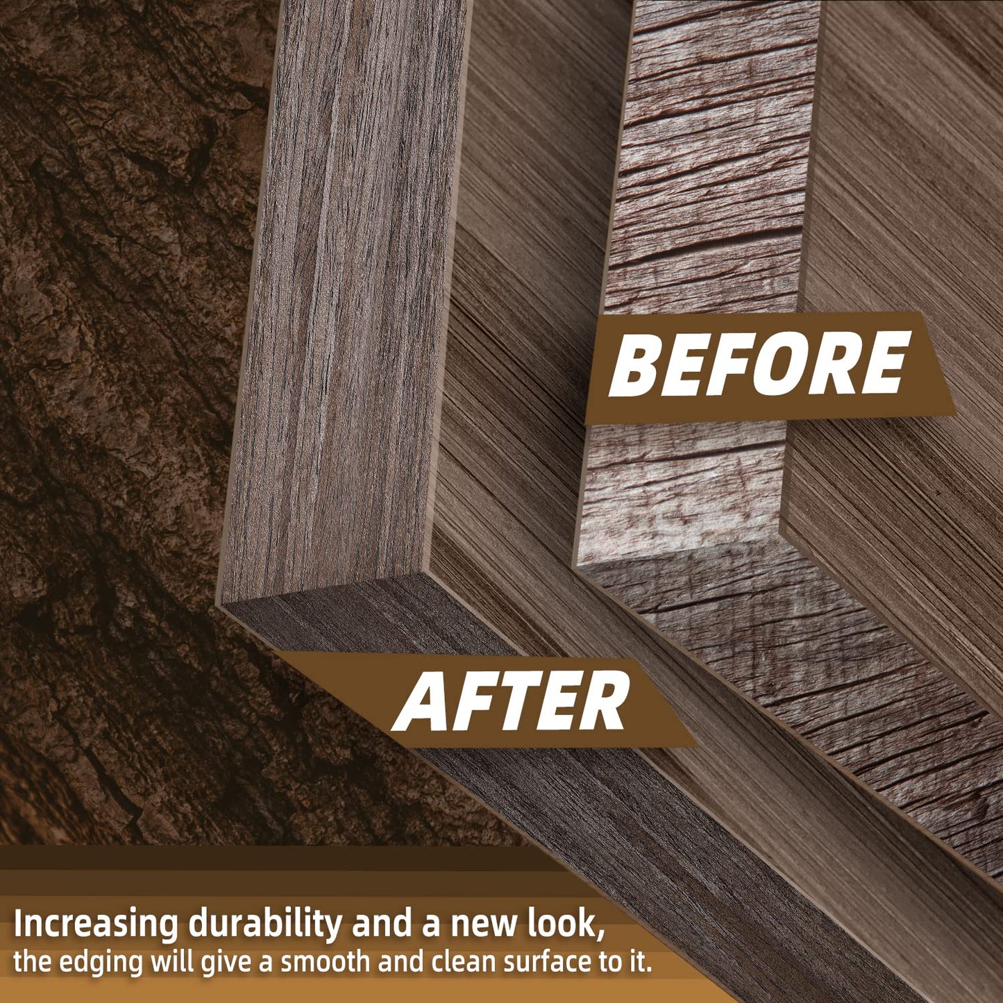 GSCIT Club Walnut Edge Banding, 1 1/2 inch x 250ft roll of Veneer Plywood Edge Banding Preglued Flexible, Wood Tape Banding for Cabinet Repair