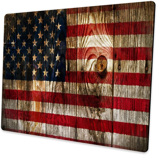 Customized Square Gaming Office Mouse Pad, Uniquely Designed Wood Grain American Flag Anti Slip Rubber Base Mouse Pad, Suitable for Desktop and Laptop Mouse Pads