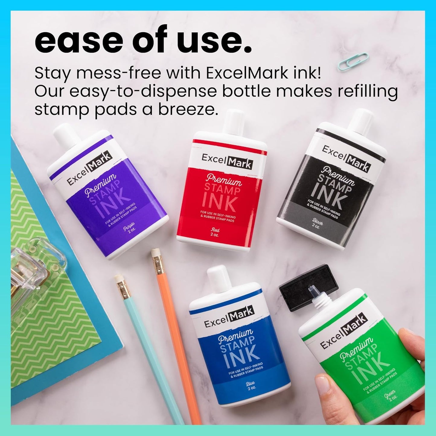 ExcelMark Self Inking Stamp Refill Ink - 2 oz. - Red Ink