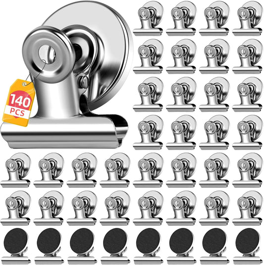 140 Pack Fridge Magnets Refrigerator Magnets; Strong Magnetic Clips Heavy Duty; Detailed List Display Paper Fasteners on Home Office Teaching (Silver)