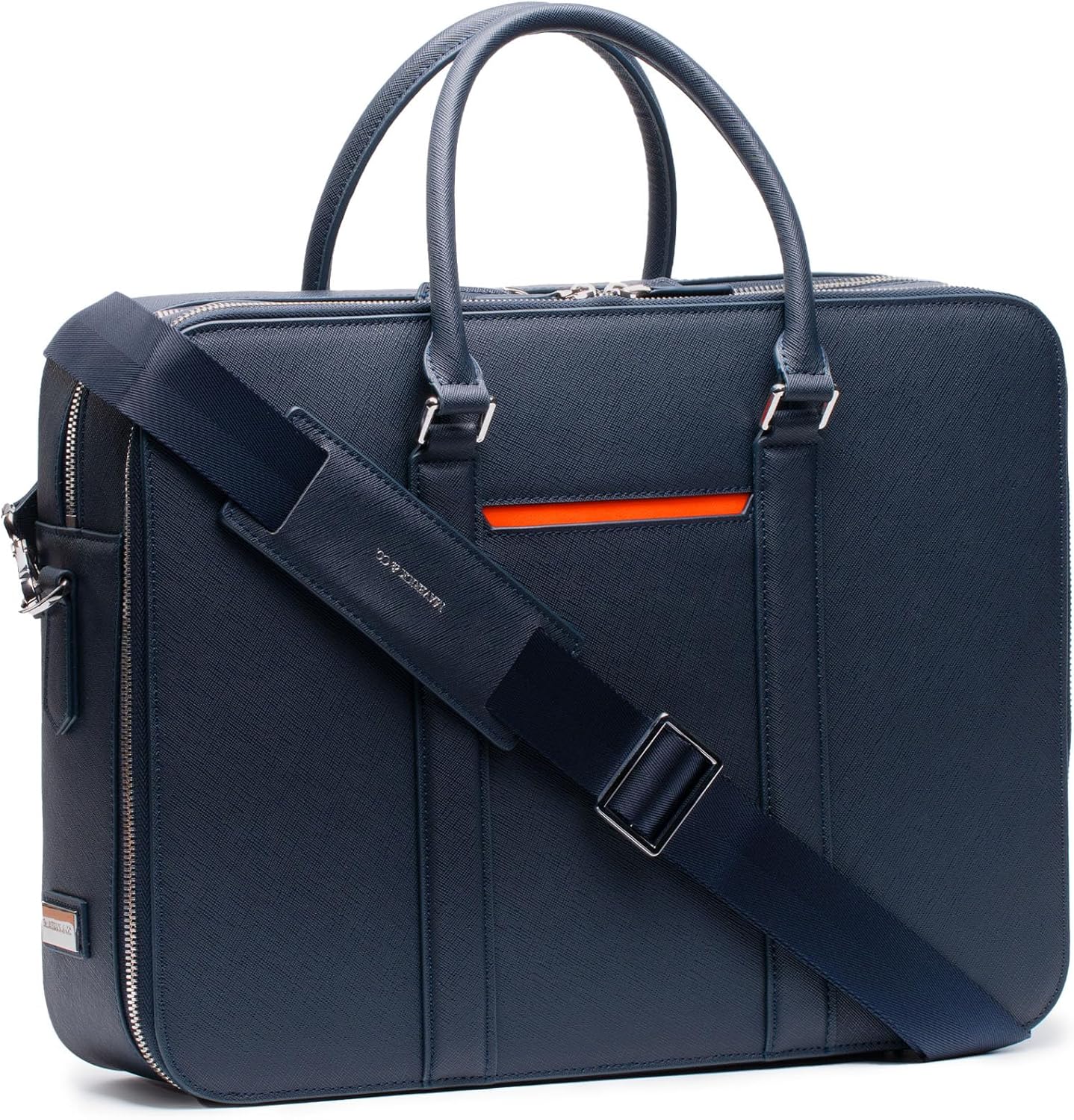 Maverick & Co. Manhattan Double-Zip Leather Laptop Bag – 16” Briefcase for Men, Stylish Business Travel & Work Bag, Durable