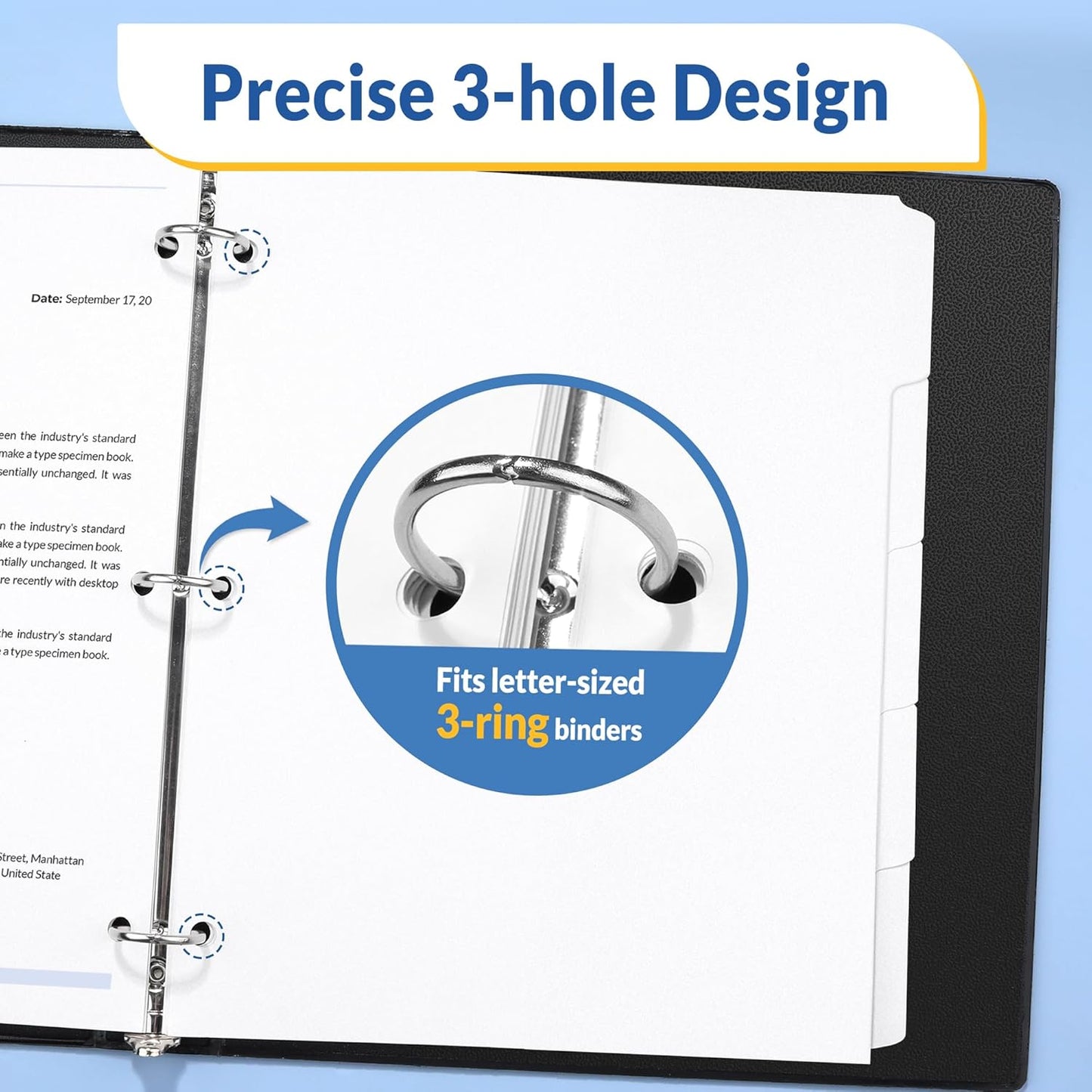 SUNEE Binder Dividers with Tabs for 3 Ring Binder, 8.5 x 11 Paper White Binder Dividers Blank with 5 Tabs, 6 Sets Page Dividers for School, Office and Home, 30 Dividers