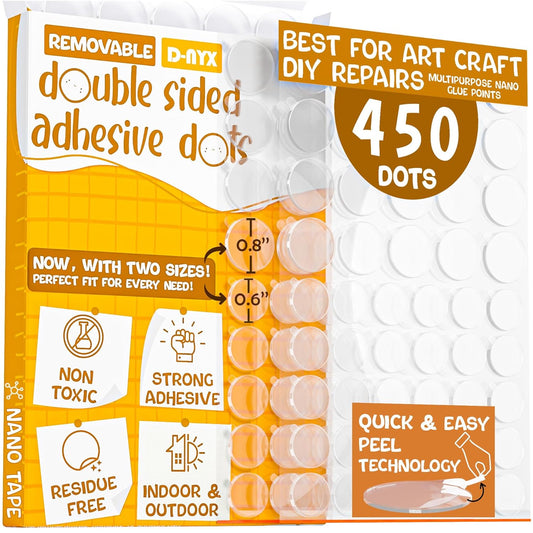Double Sided Tape Sticky Dot Stickers 280, 350, 450, 550 or 700 Pack Removable Putty No Trace Clear Sticky Tack Waterproof Small Stickers for Festival Decoration Picture (450 Sticky Dots)