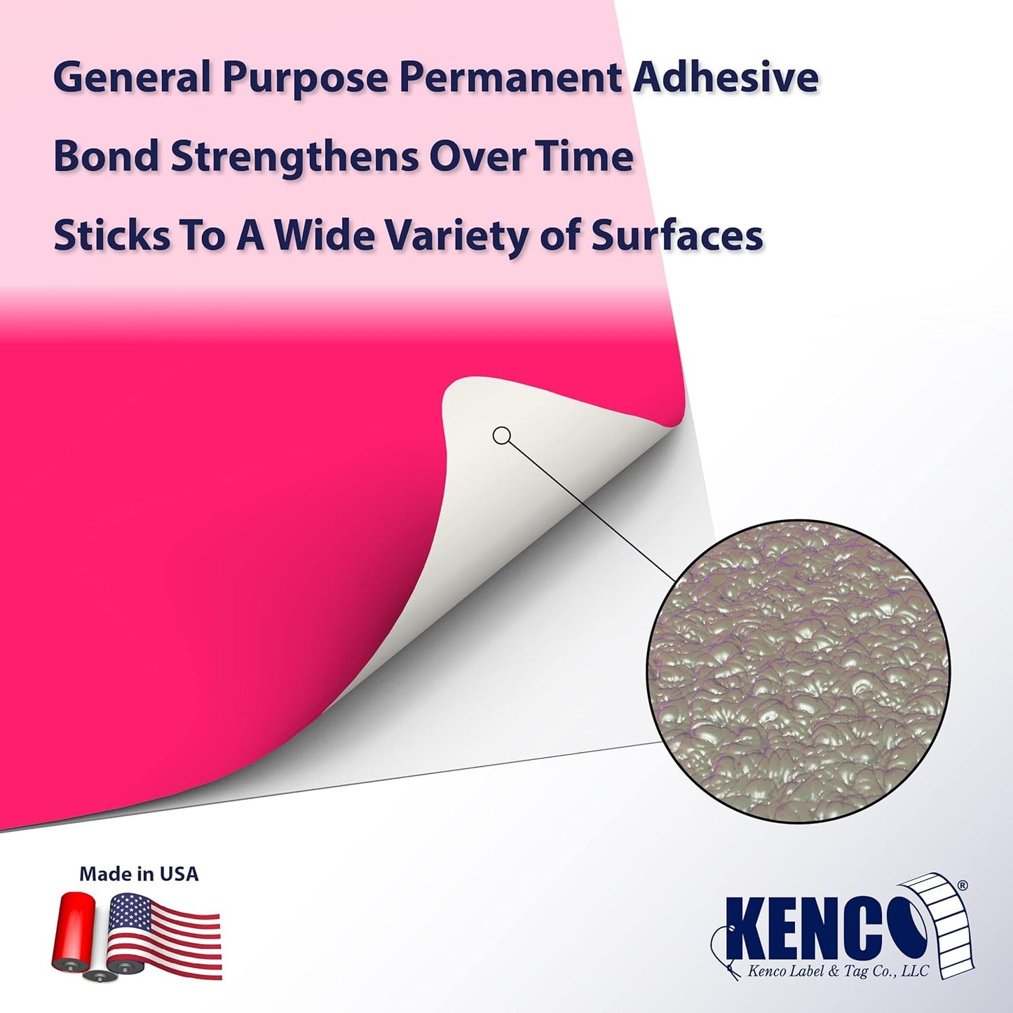 Kenco Color Coding 3 X 5 Rectangle Labels, Inventory Control Stickers 500 Labels Per Roll, Made in The USA (Fluorescent Pink)