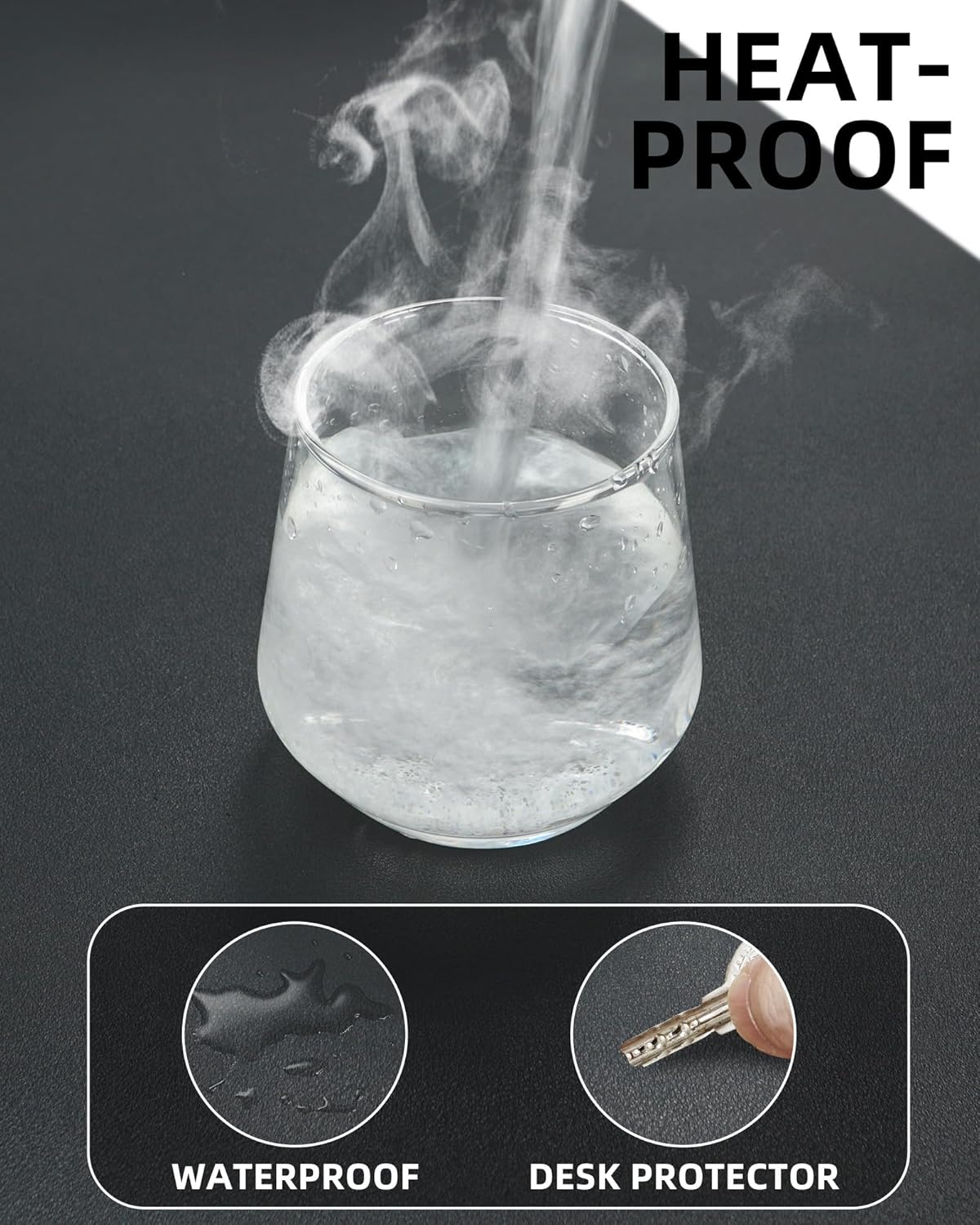 Leather Desk Pad Protector,Desk Mat,Large Mouse Pad, Non-Slip Desk Pad, Waterproof PU Leather Desk Blotter Mat, Desk Cover for Office and Home (Black, 36" x 17")