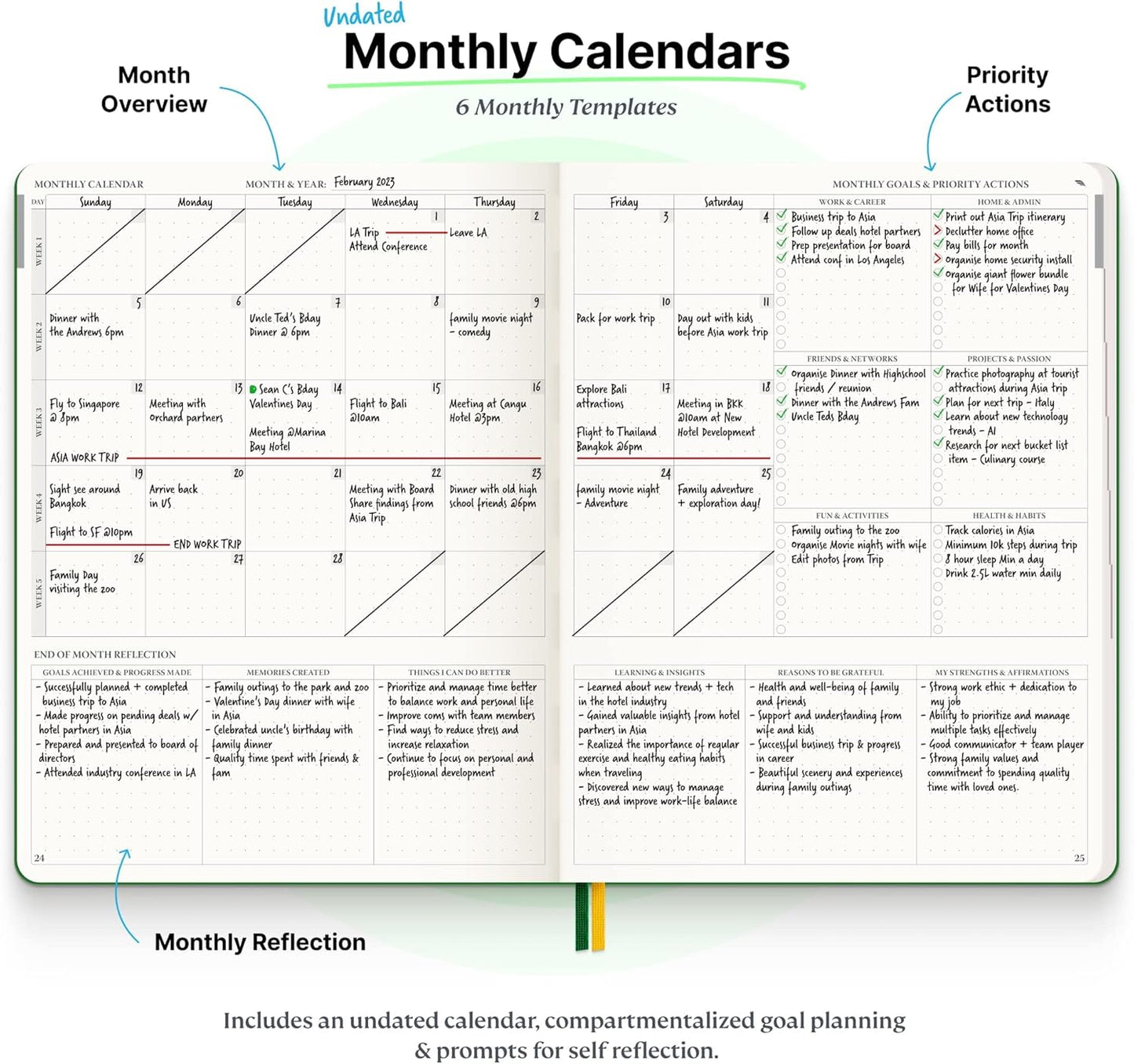 Roterunner 2025 B5 Pink Softcover Purpose Planner Notebook 7.5'x9.8' Undated Planner Daily Weekly Monthly Productivity Goal Setting Tool for Work Home ADHD Adults Self Care Journal