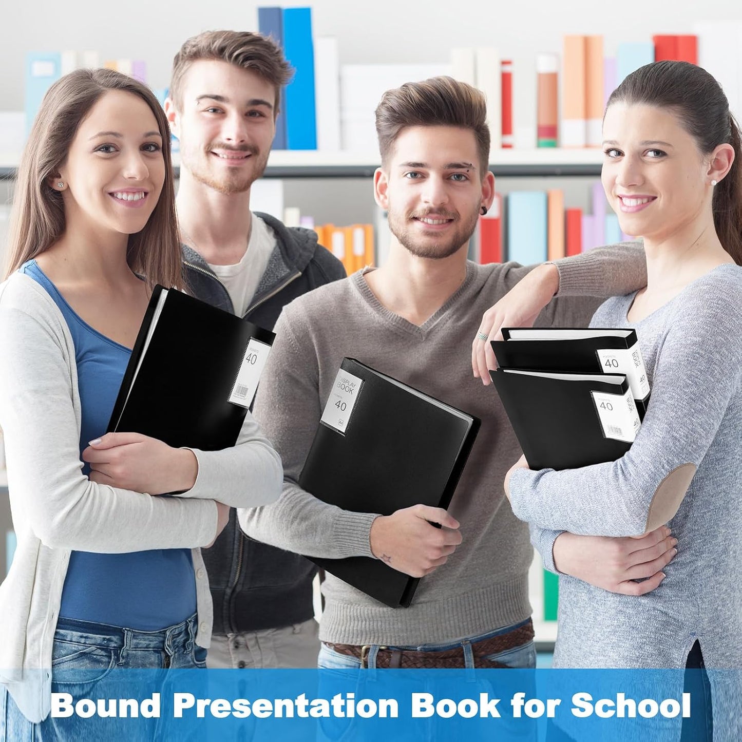 Marspark 4 Pcs Binder with Plastic Sleeves Large 8.5" x 11" Display Presentation Book 40 Pocket 80 Pages Art Portfolio Folder Clear Sheet Protector for Photo Document (Black)