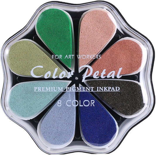 YPSelected 8 Assorted Multi Colours Waterdrop Shaped Craft Rubber Stamps Petal Ink Pads for Paper Wood Fabric (Set 1023)