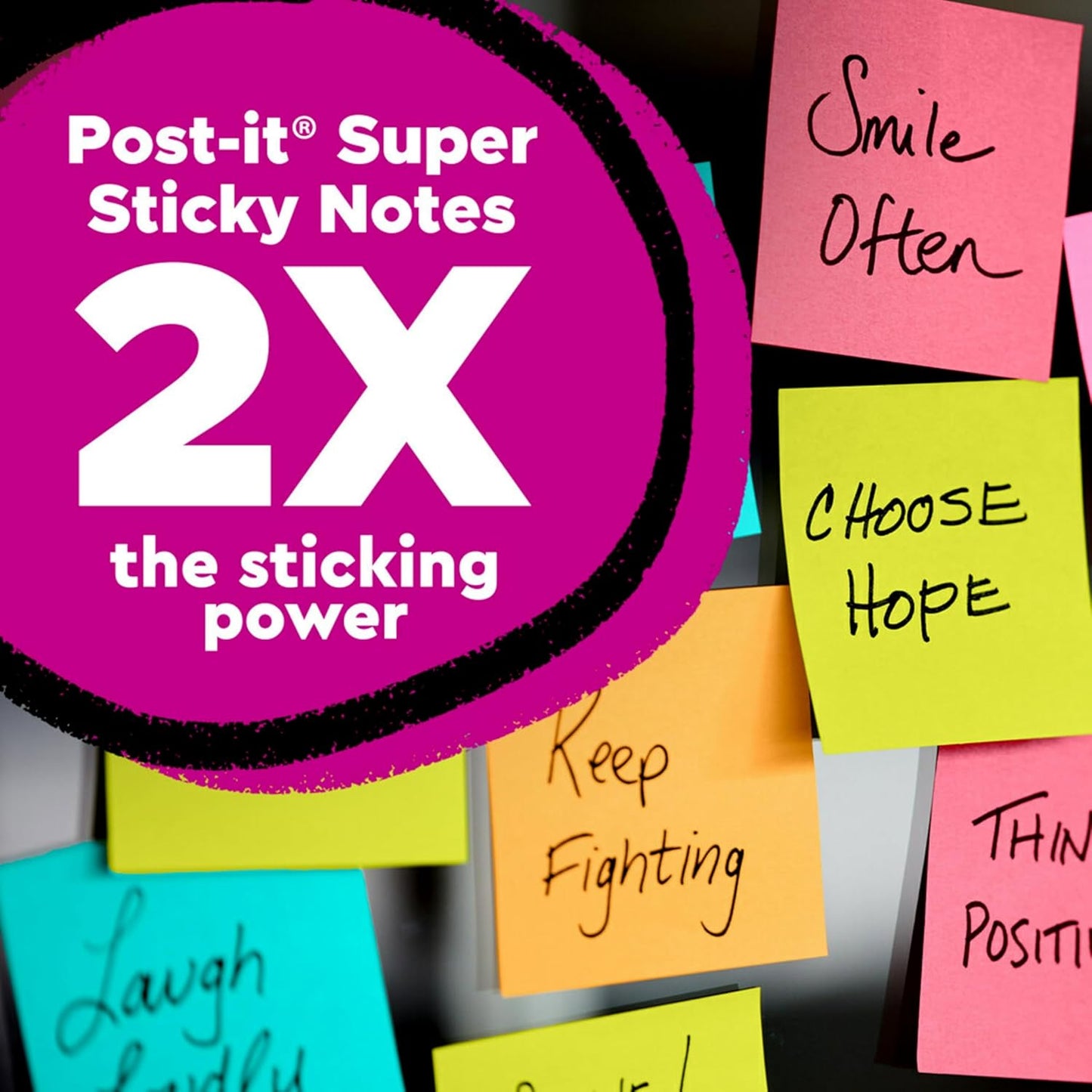 Post-it Super Sticky Notes Teacher Pack, Assorted Colors, 3 in. x 3 in., 15 Pads/Pack, 45 Sheets/Pad (654-15SSBTS-SR)