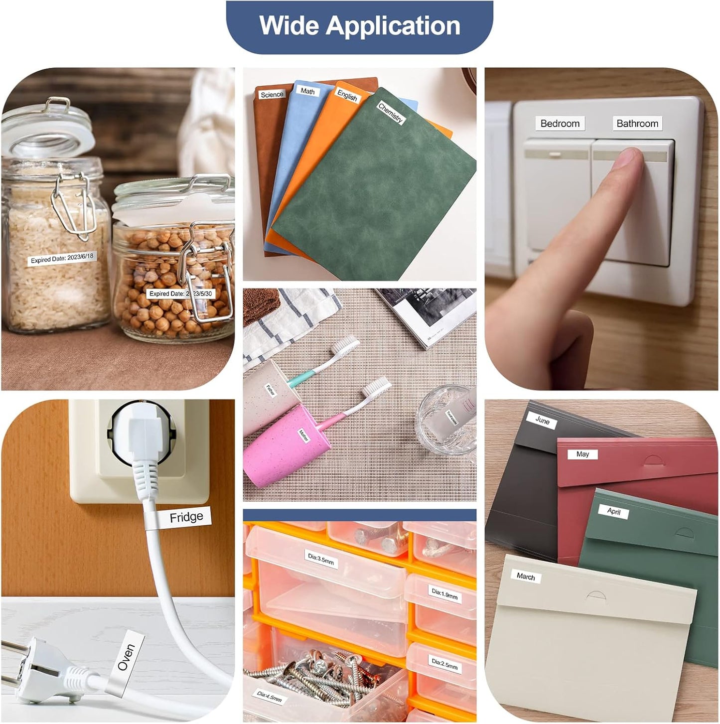 Unismar 8-Pack Compatible for Brother Black on White 12mm Label Tape Replacement for Ptouch PTD200 PTD202 PTD210 PTD600 PTD400 PTH100 PTH110 PT1280 Label Printer 26.2Ft(8m)