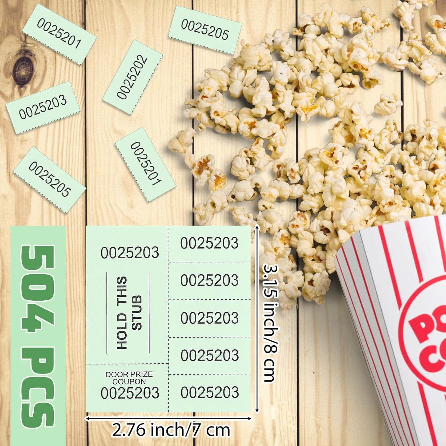 Kosiz 504 Sheets 5 Bid Raffle Ticket with Different Numbers Per Sheet Chinese Auction Tickets for Events Church Basket Auction Silent (Light Green)