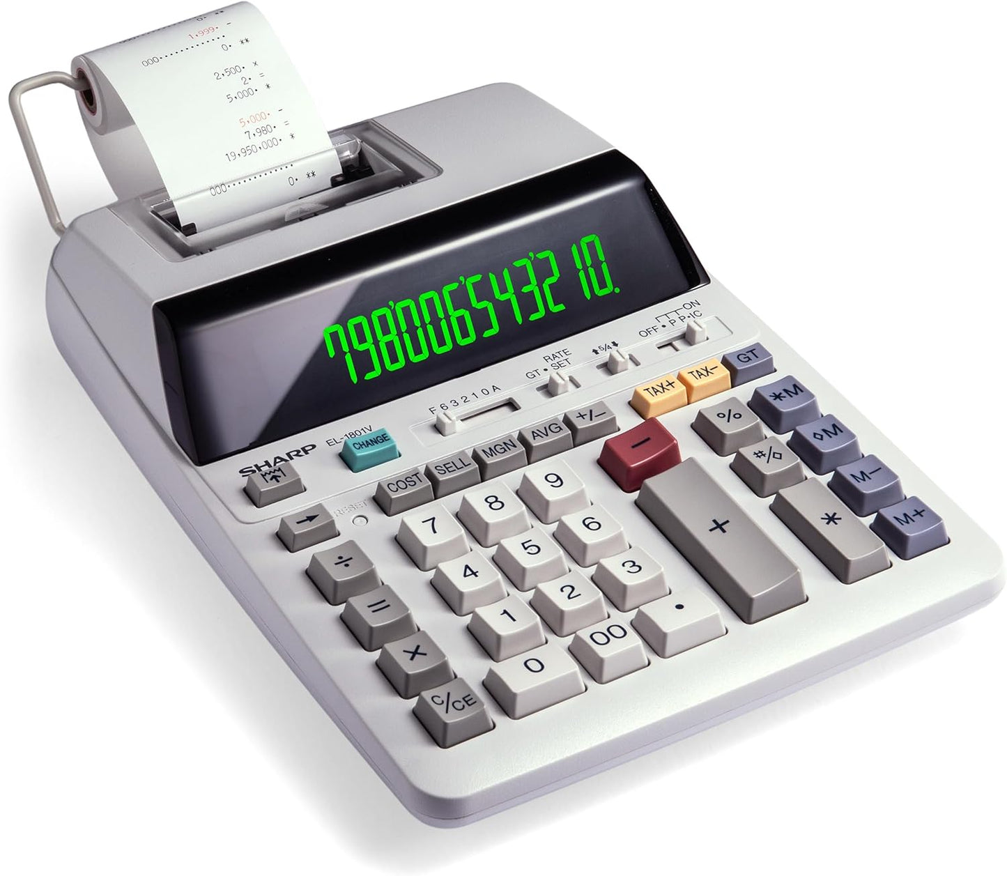Sharp EL-1801V Ink Printing Calculator, 12-Digit LCD, AC Powered, Off-White, Ideal for Business & Office Use, Easy-to-Read Display & Durable Design